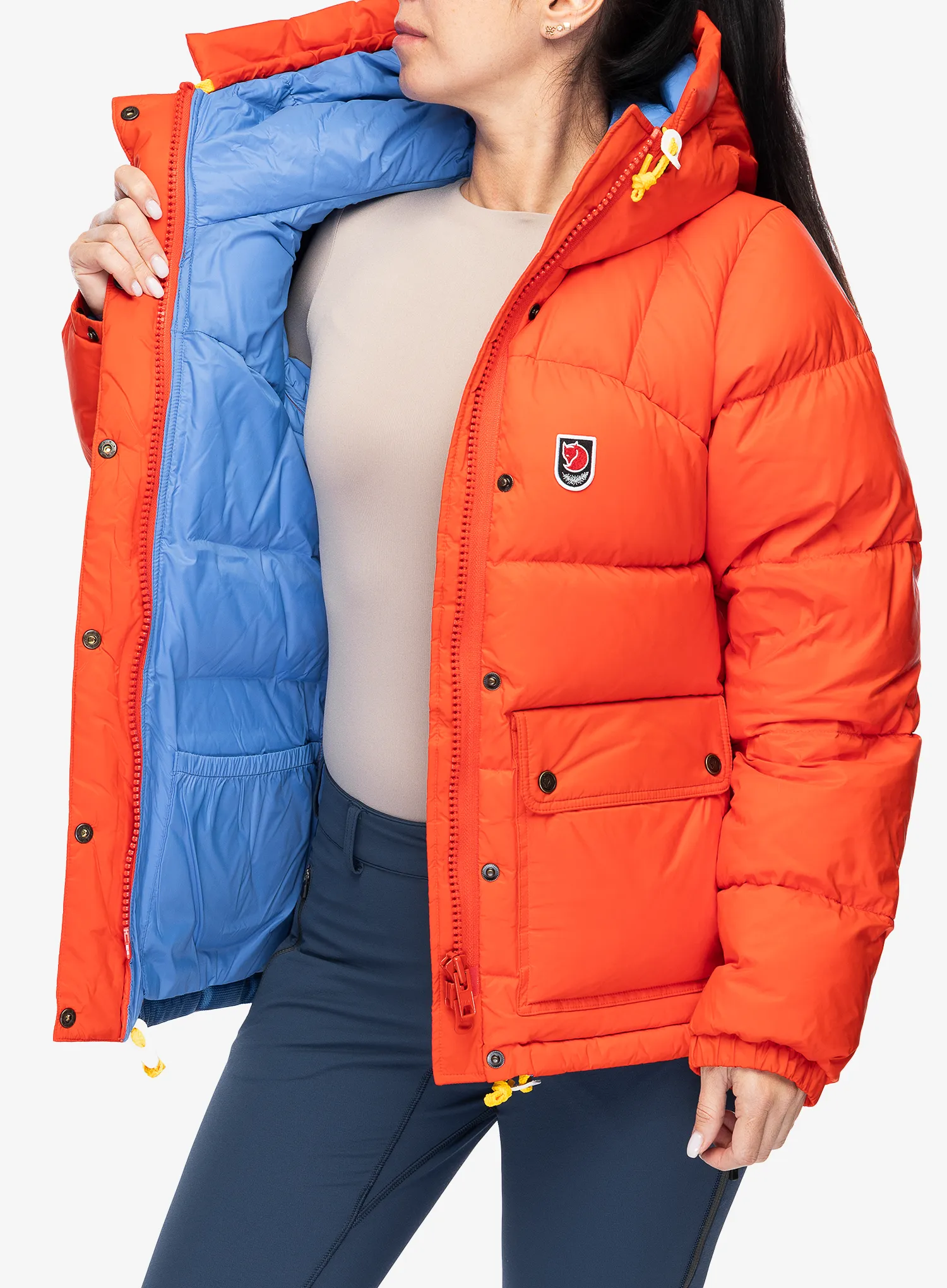 Пуховик жіноча Fjallraven Expedition Down Lite Jacket - flame orange/un blue