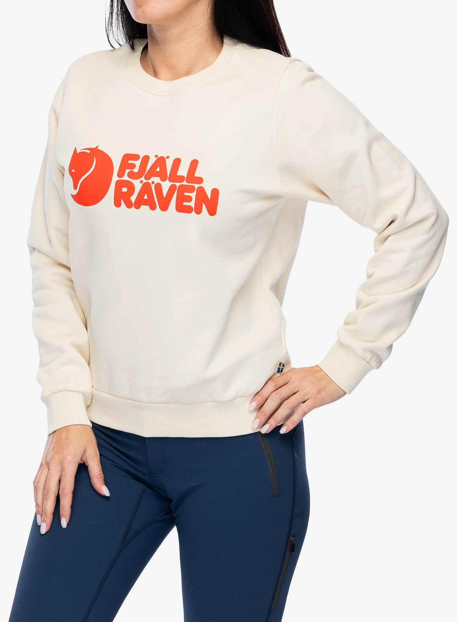 Кофта жіноча Fjallraven Logo Sweater - chalk white/flame orange