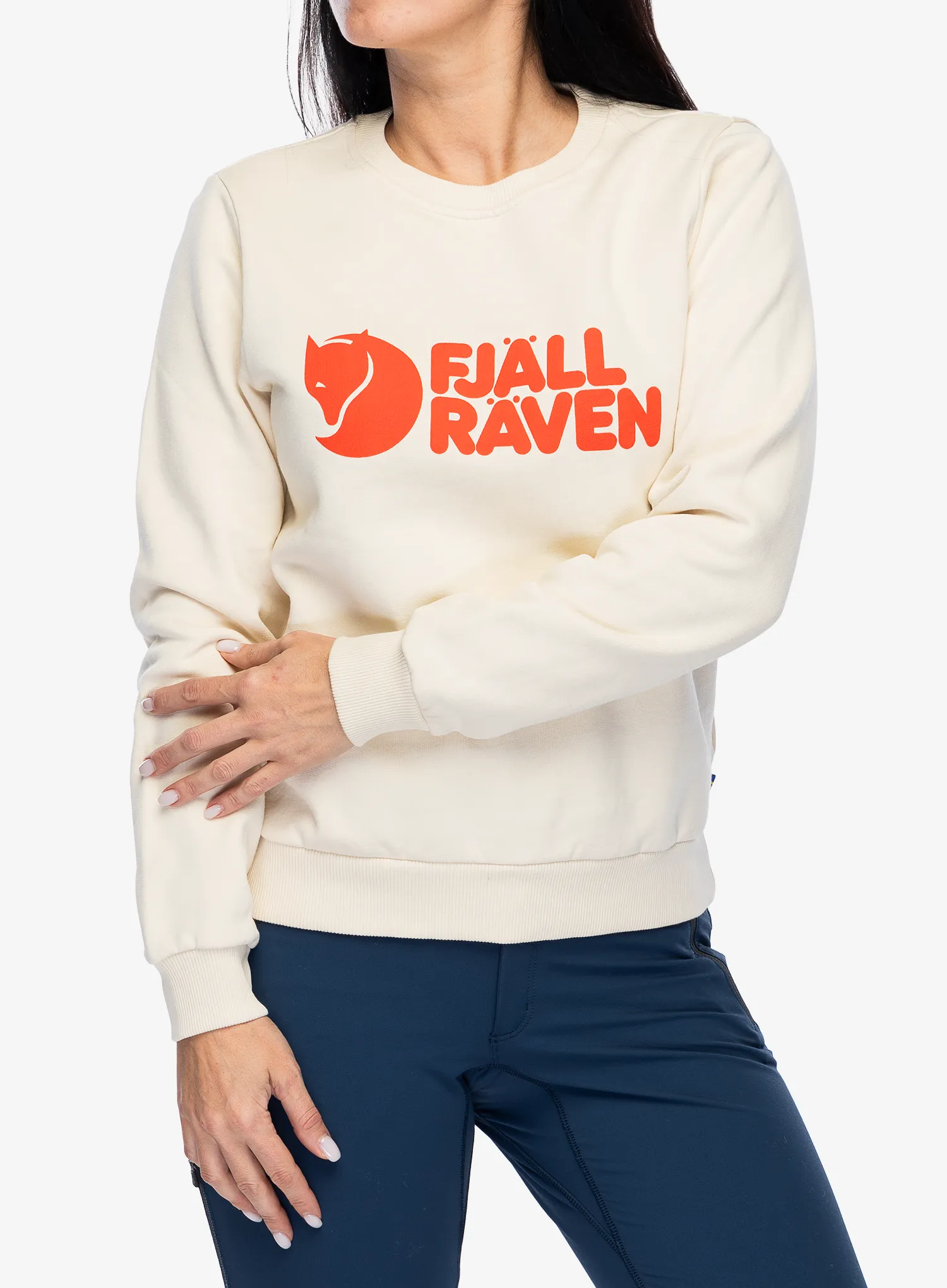 Кофта жіноча Fjallraven Logo Sweater - chalk white/flame orange