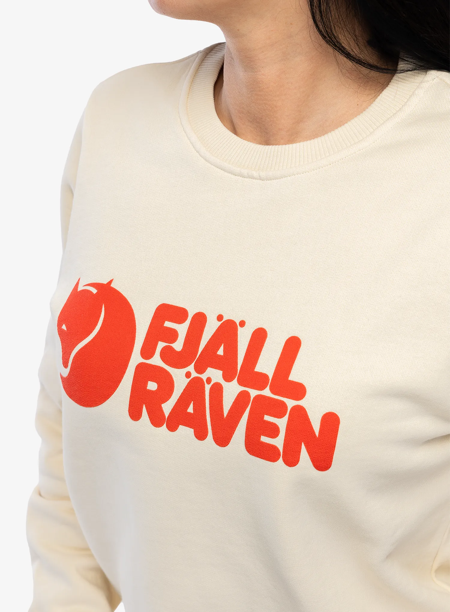 Кофта жіноча Fjallraven Logo Sweater - chalk white/flame orange