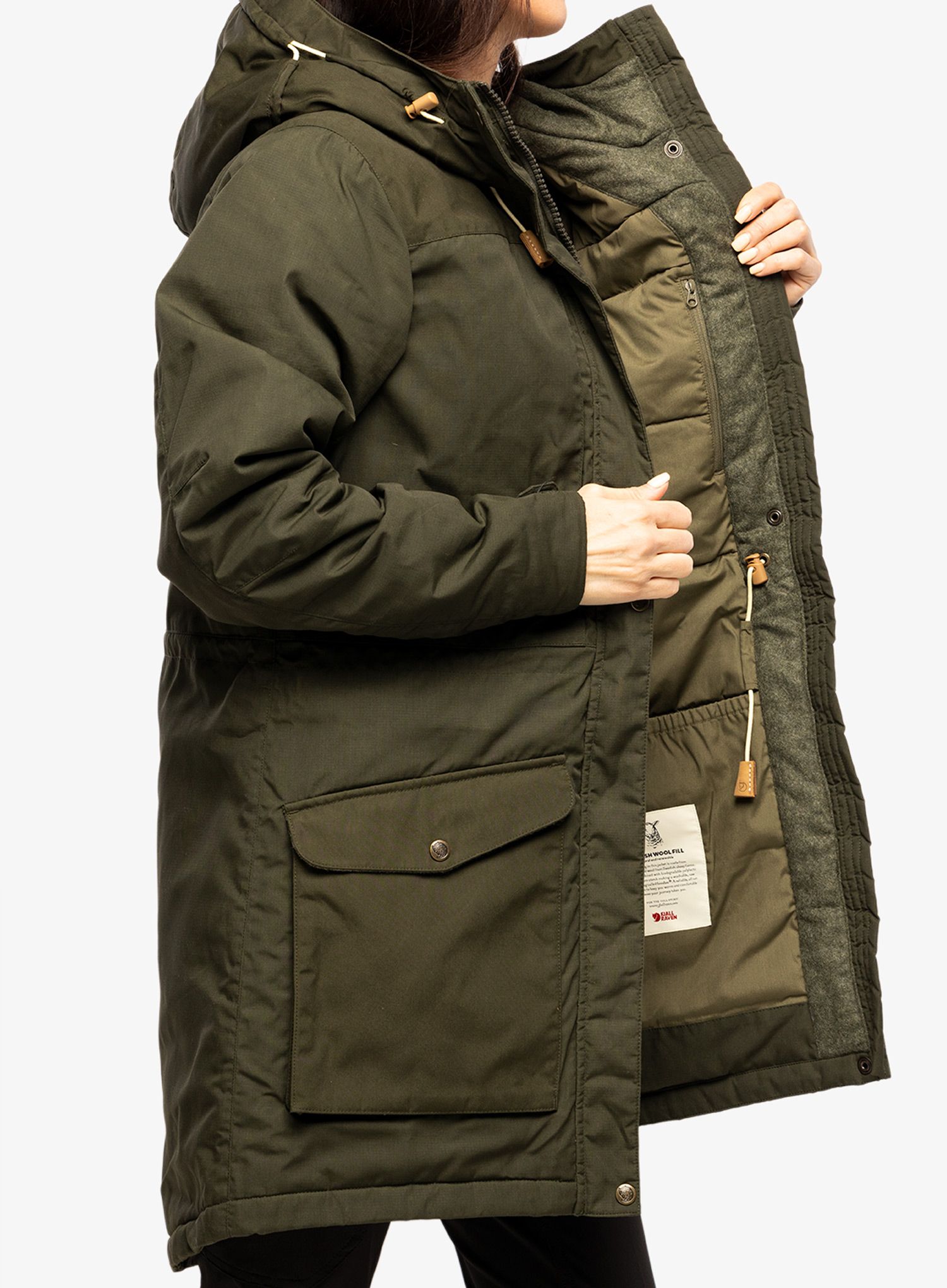 Плащ жіночий Fjallraven Singi Wool Padded Parka - deep forest