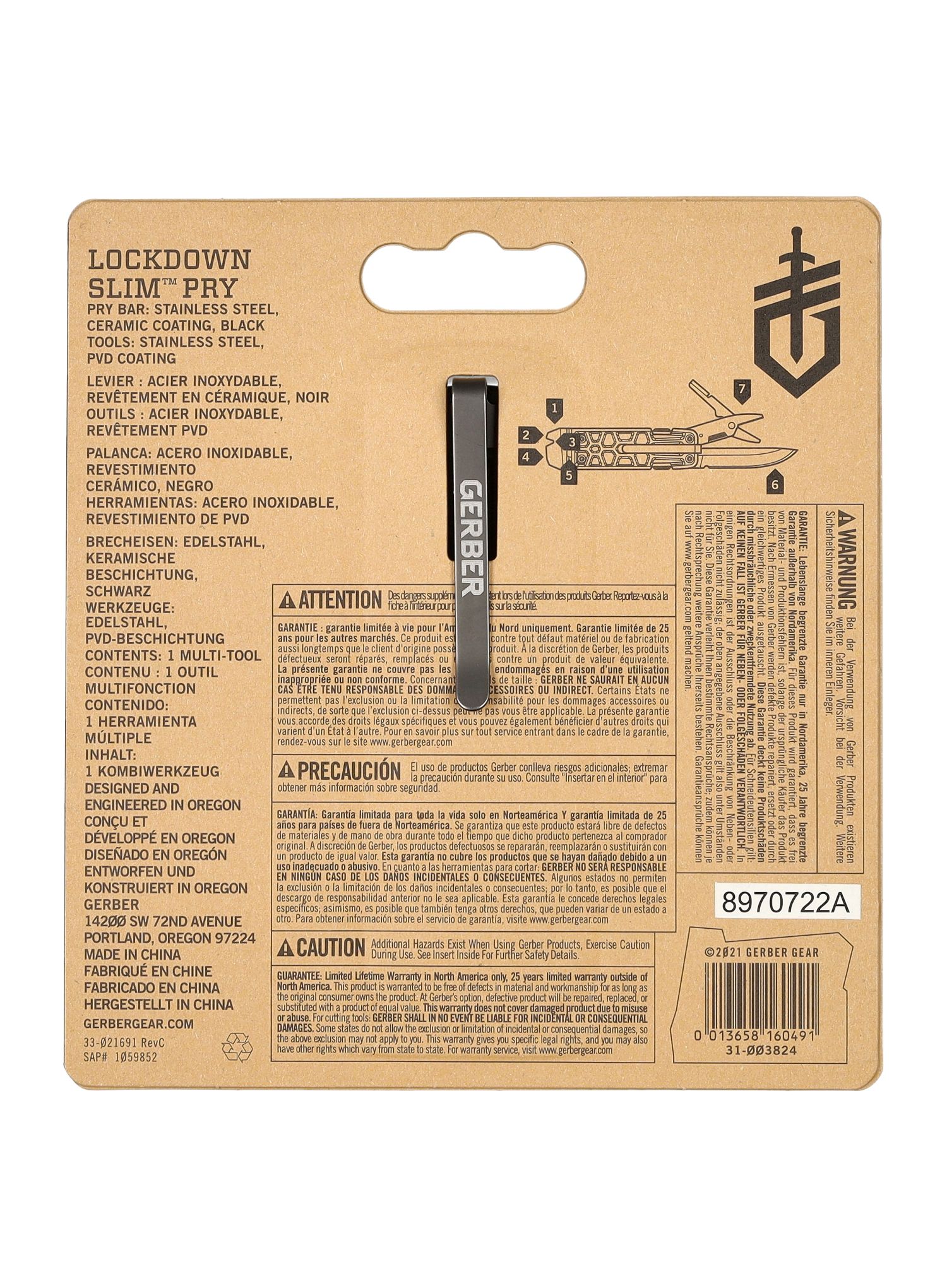 Мультитул Gerber Lockdown Slim Pry - onyx