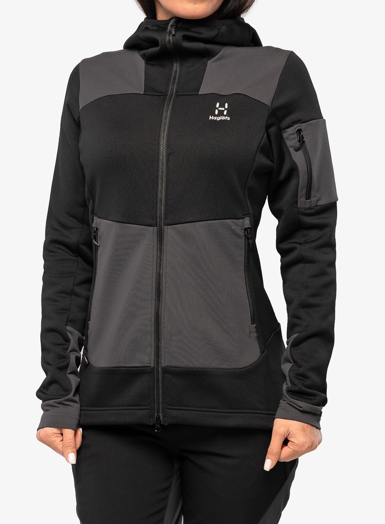 Кофта флісова жіноча Haglofs Astral Hood - true black/magnetite