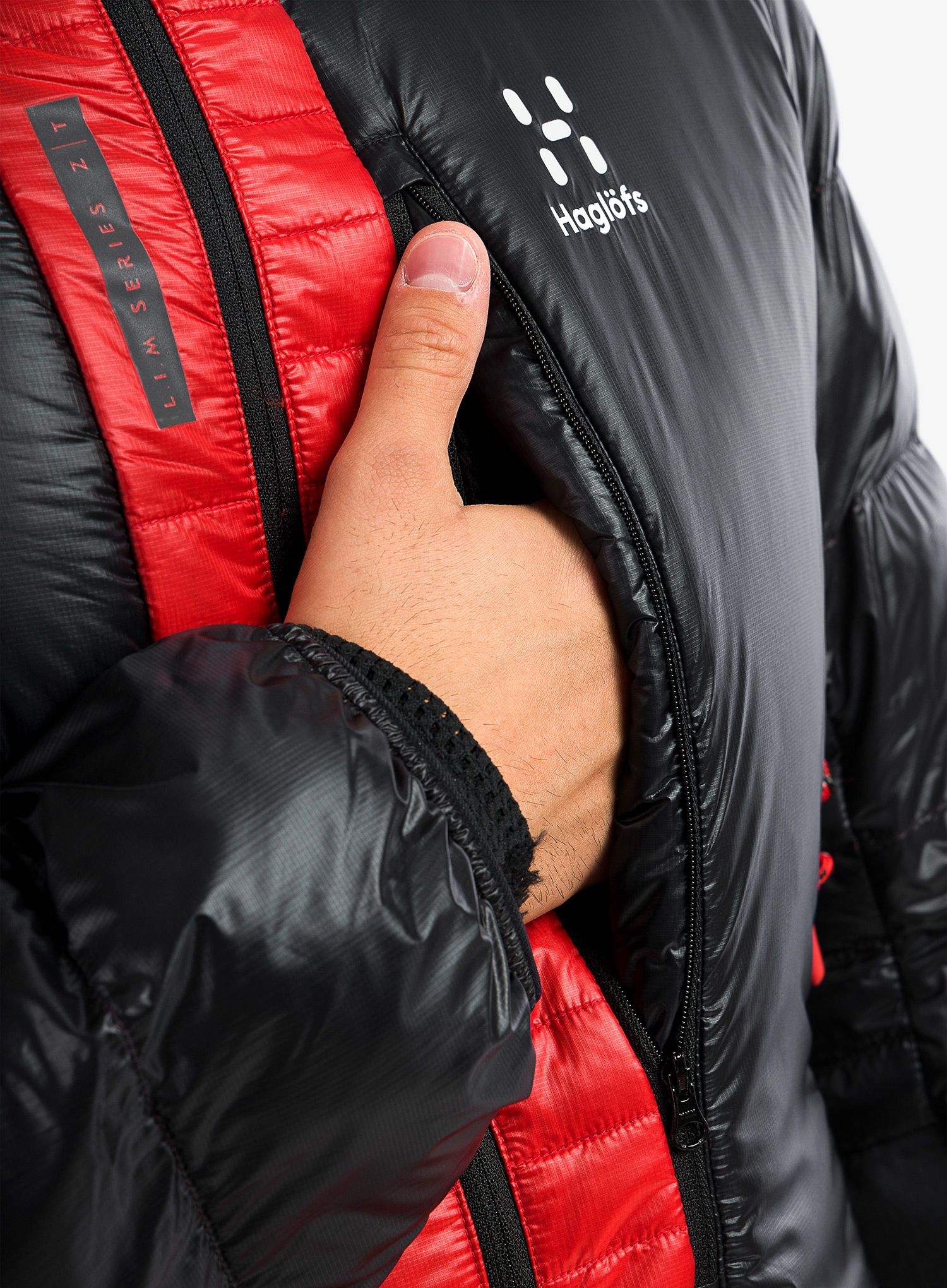 Пуховик Haglofs L.I.M ZT Down Jacket - true black/zenith red