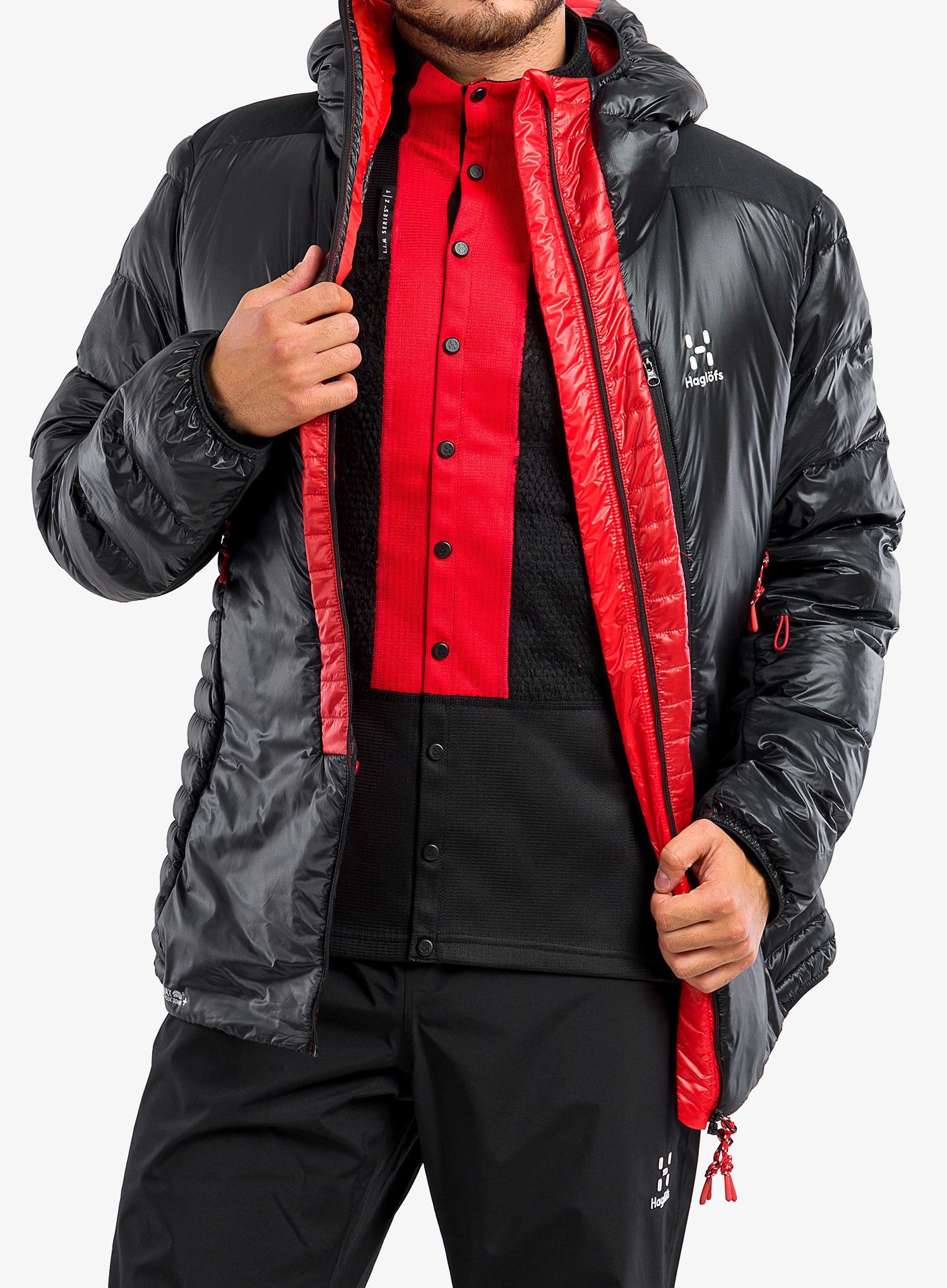 Пуховик Haglofs L.I.M ZT Down Jacket - true black/zenith red