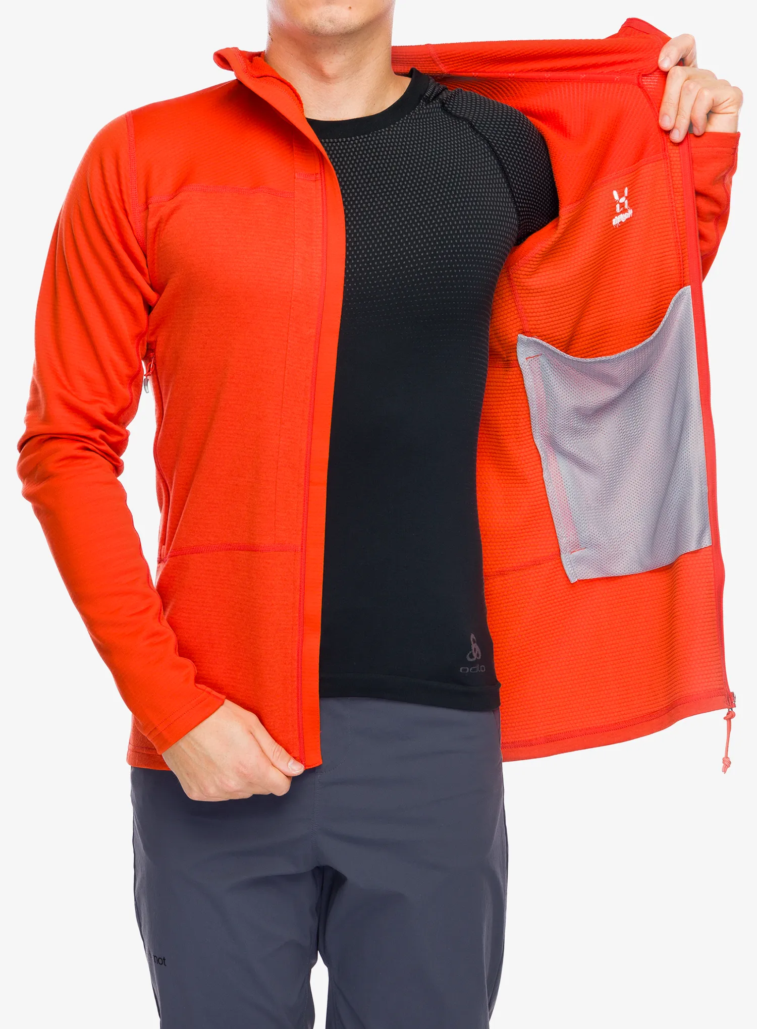 Кофта з каптуром Haglofs ROC Flash Mid Hood - habanero