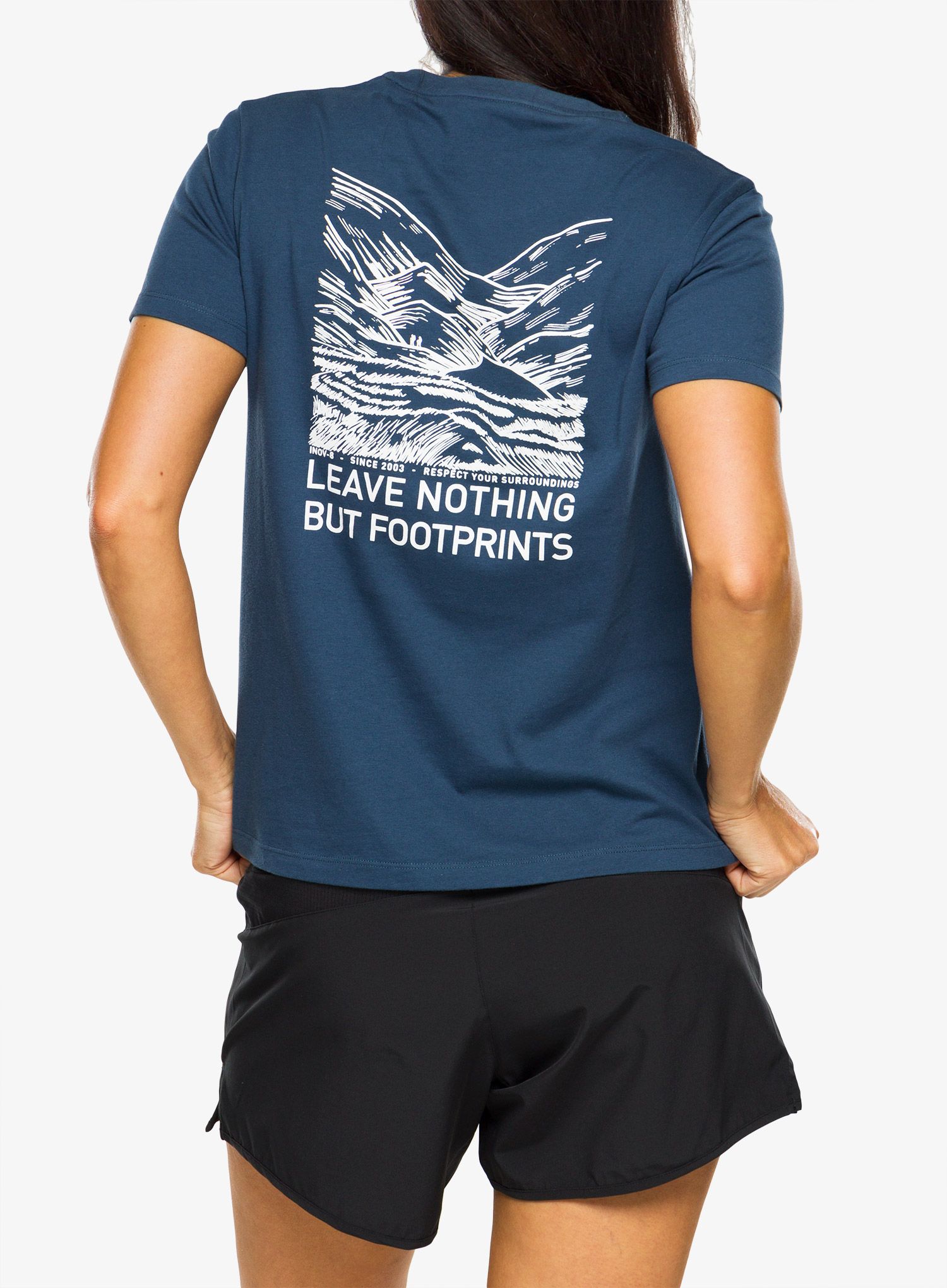 Футболка з принтом жіноча Inov-8 Graphic Tee SS Footprints - navy