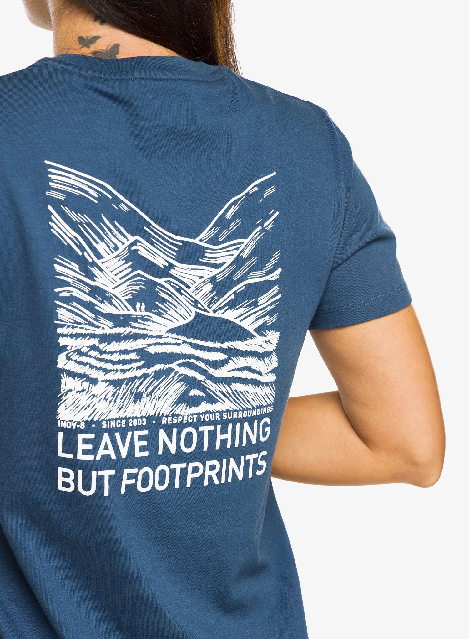 Футболка з принтом жіноча Inov-8 Graphic Tee SS Footprints - navy