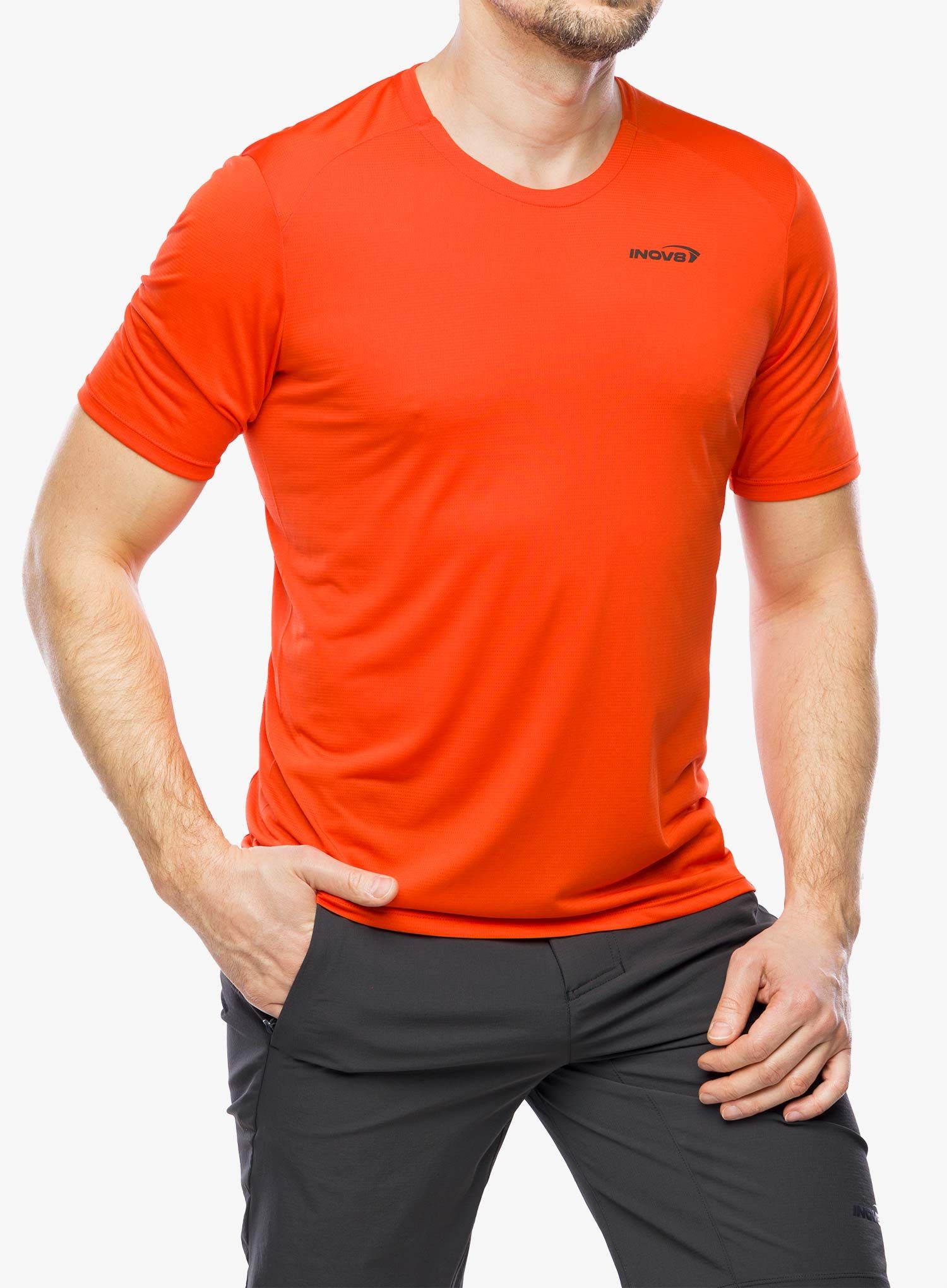 Футболка для бігу Inov-8 Performance Short Sleeve - fiery red/red