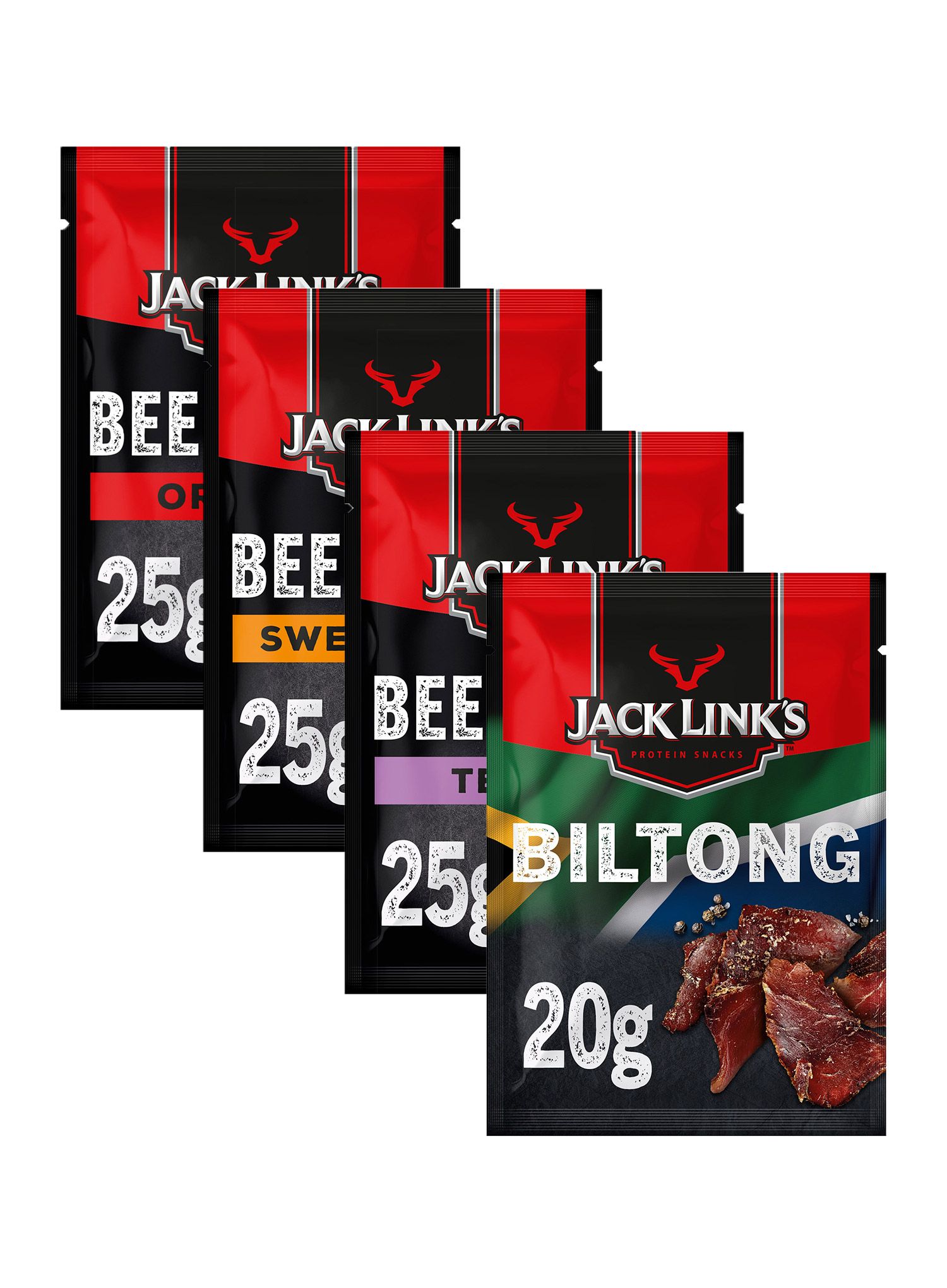 Набір Jack Link's 4-Pack Beef Jerky 3 x 25 g + Biltong 1 x 20 g