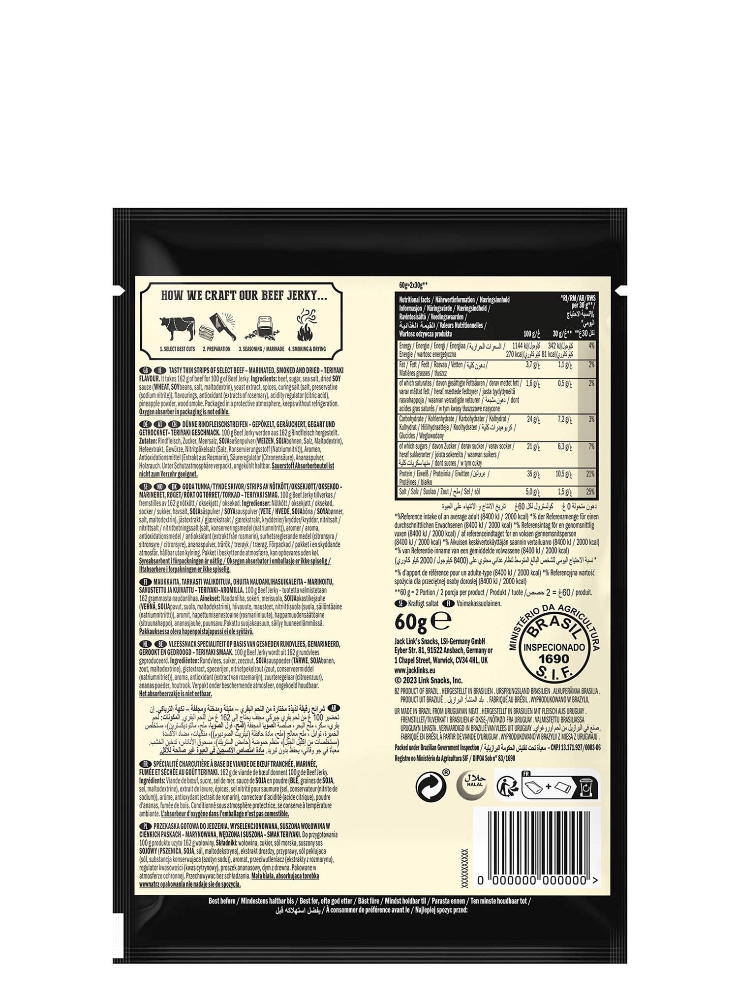 Набір Jack Link's 4-Pack Beef Jerky 3 x 60 g + Biltong 1 x 60 g