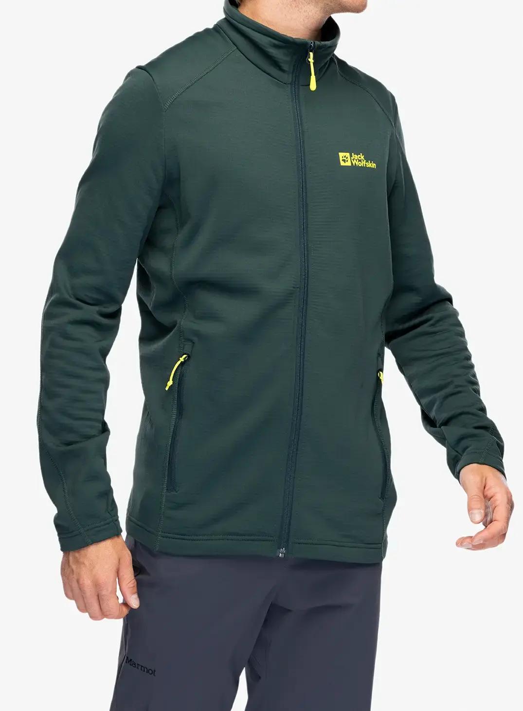 Кофта на замку Jack Wolfskin Kolbenberg FZ - black olive/firefly