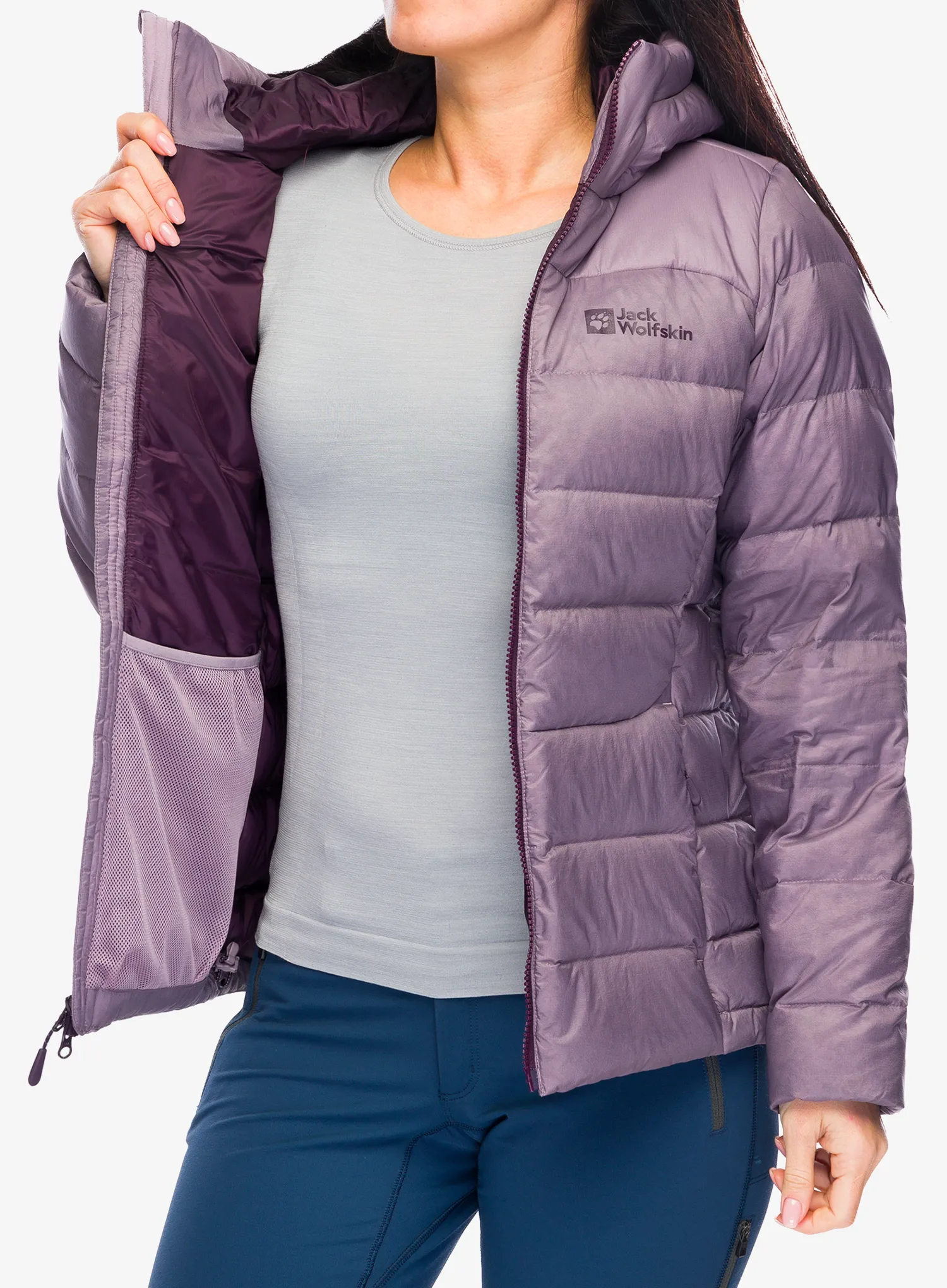 Пуховик жіноча Jack Wolfskin Nebelhorn Down Hoody - wild blossom
