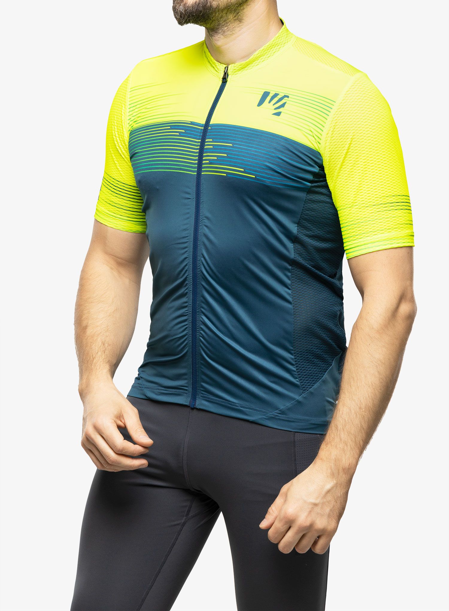 Велофутболка Karpos Green Fire Jersey - refl.pond/yellow/enamel blue
