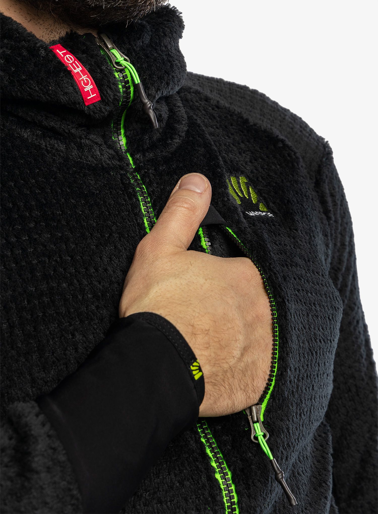 Кофта флісова Karpos K-Performance H-Loft Fleece - black/green fluo