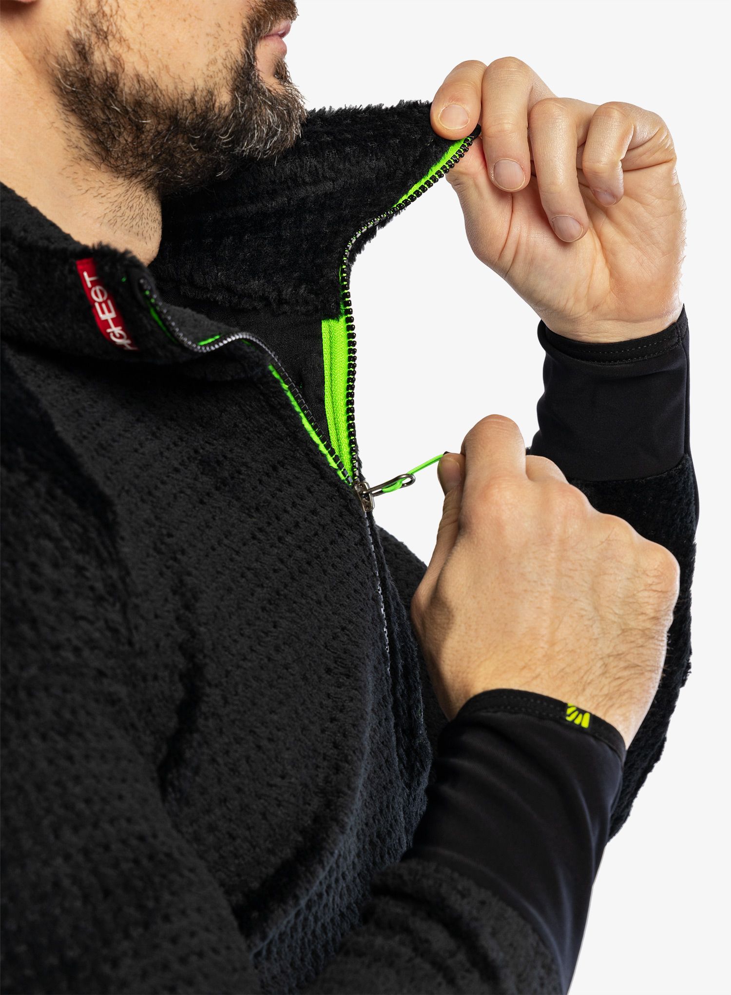 Кофта флісова Karpos K-Performance H-Loft Fleece - black/green fluo