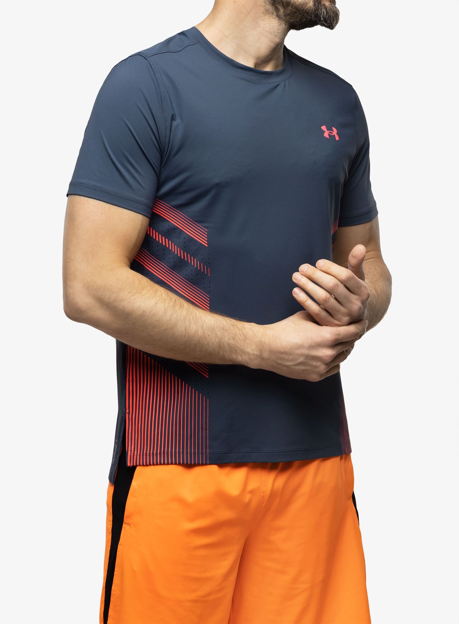 Футболка для бігу Under Armour Iso-Chill Laser Heat SS - downpour gray/pink/reflective