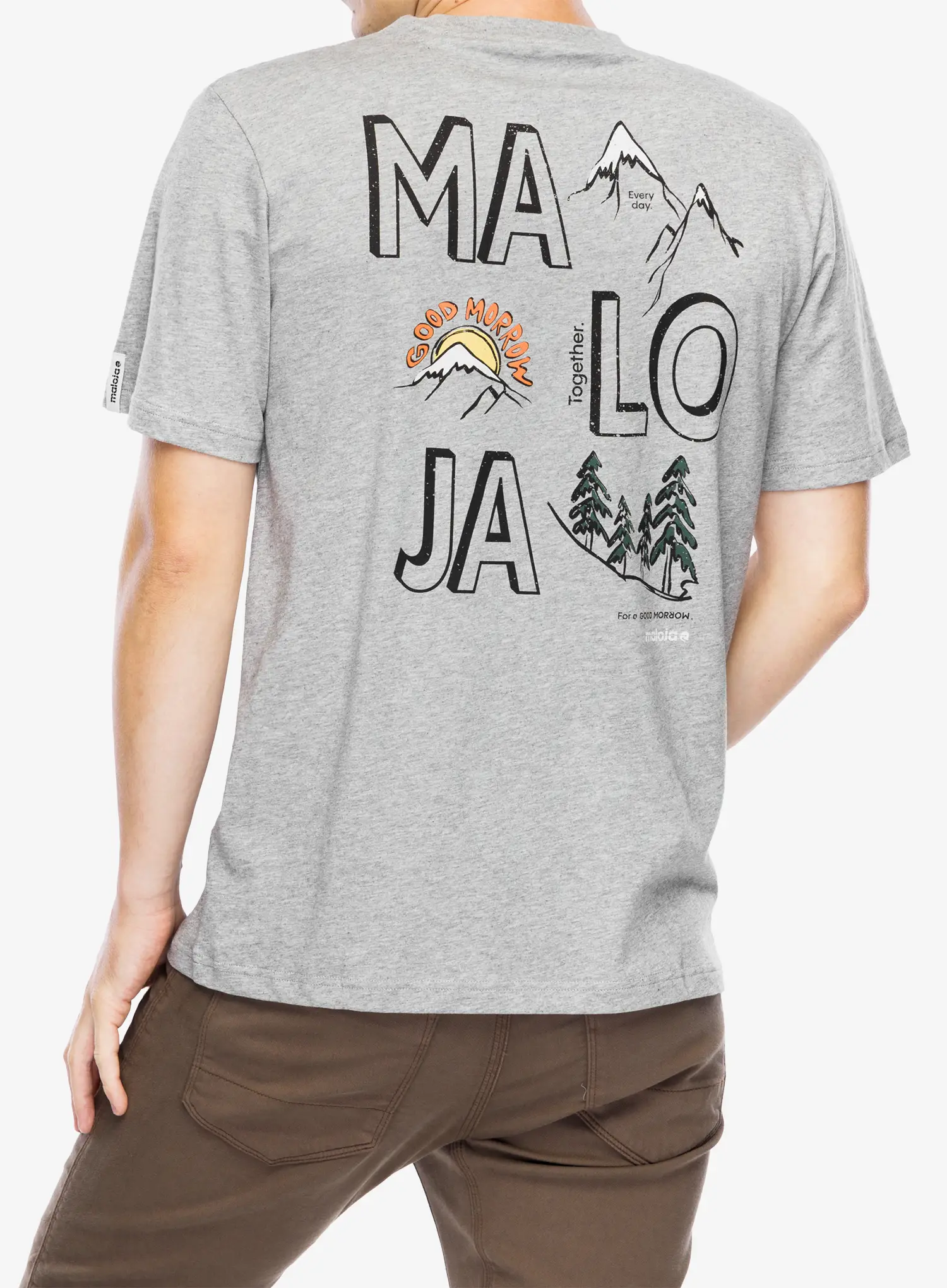Футболка з принтом Maloja Zilbodeli - grey melange
