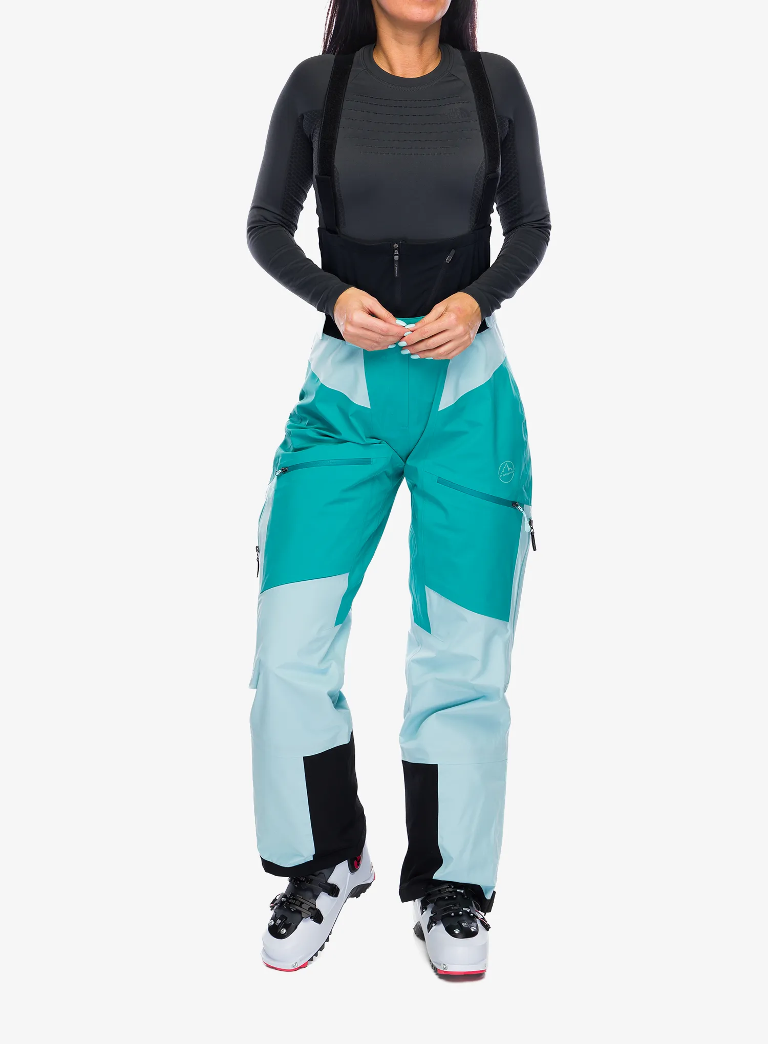 Штани лижні жіночі La Sportiva Chaser Evo Shell Bib Pant - iceberg/lagoon