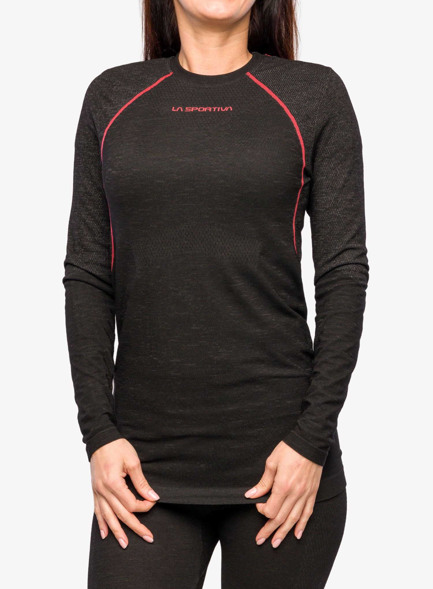 Термокофта жіноча La Sportiva Wool40 Aero Longsleeve - black/hibiscus