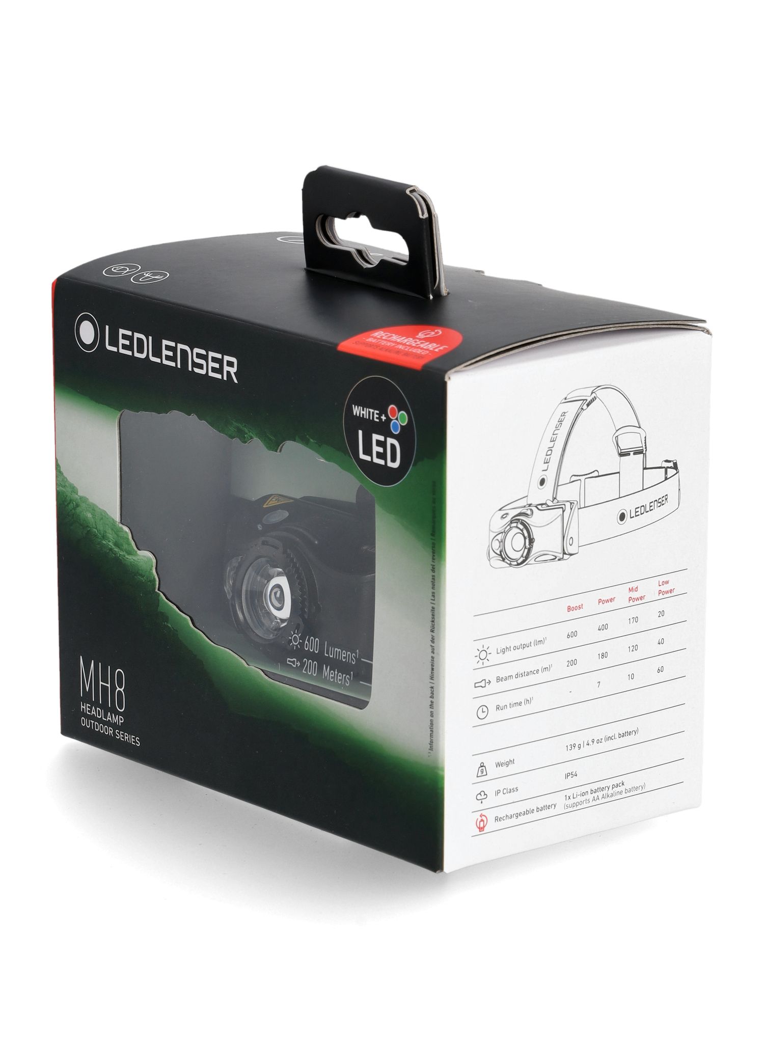 Ліхтар налобний Ledlenser MH8 - black/black (600 lm)