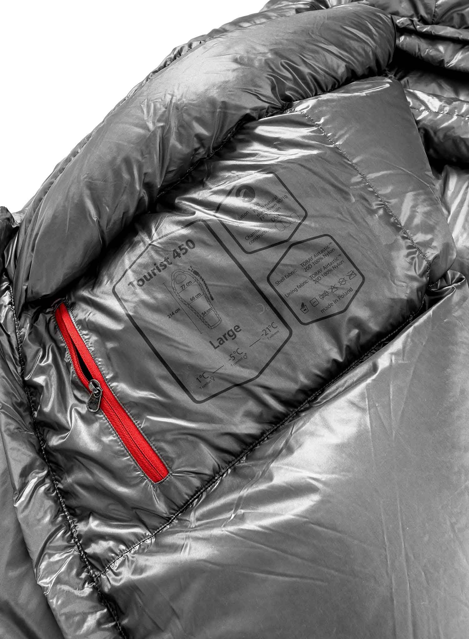 Спальний мішок пуховий Małachowski Tourist 450 XL LZ (200 cm) - grey