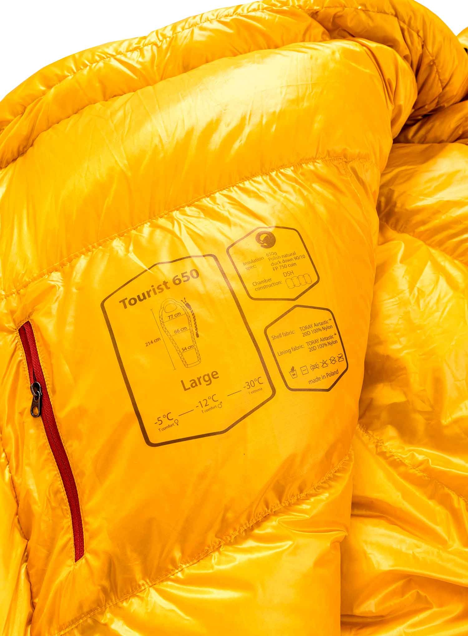 Спальний мішок пуховий Małachowski Tourist 650 M LZ (176 cm) - yellow