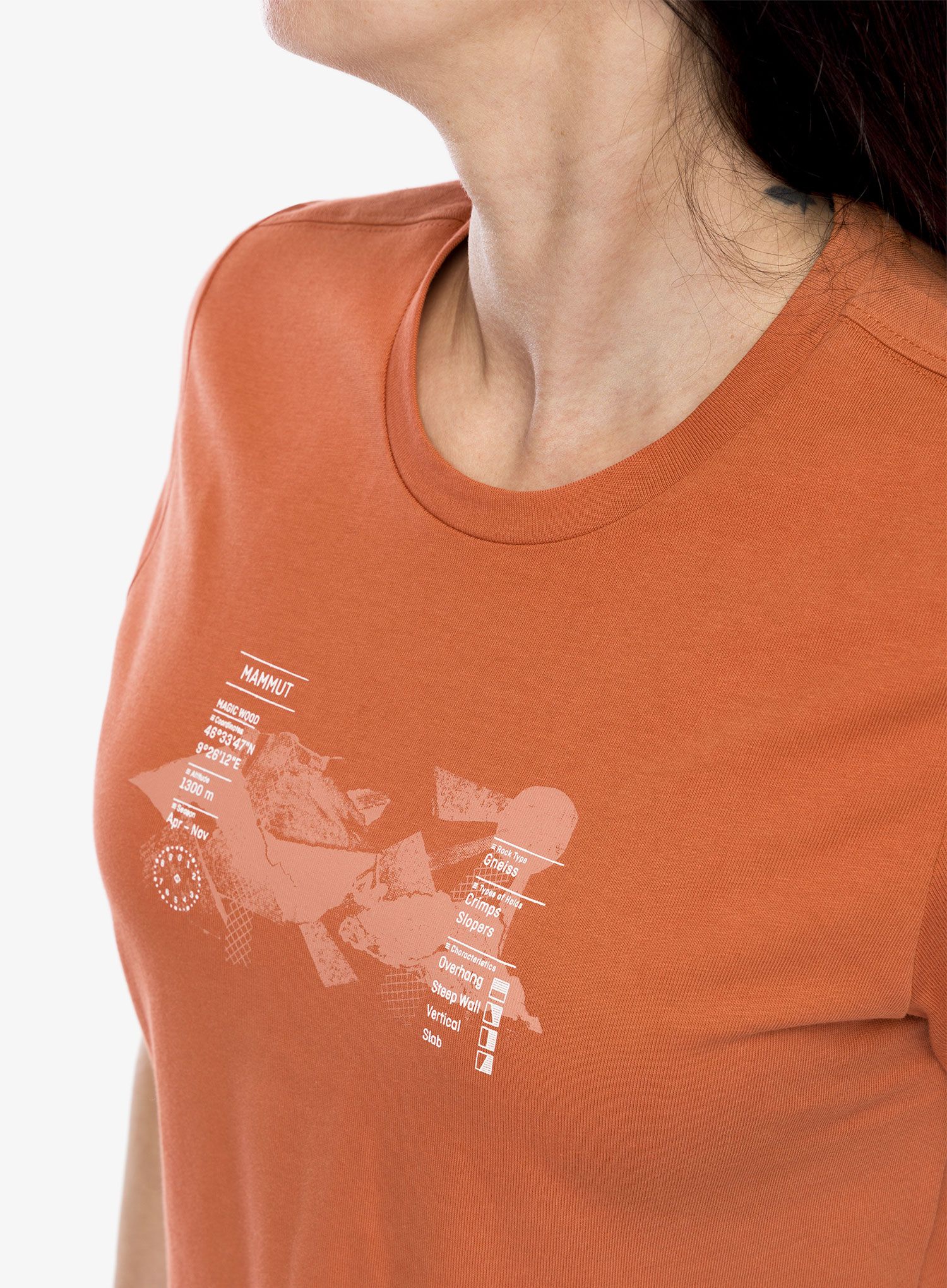 Футболка жіноча Mammut Massone T-Shirt Cropped Rocks - brick