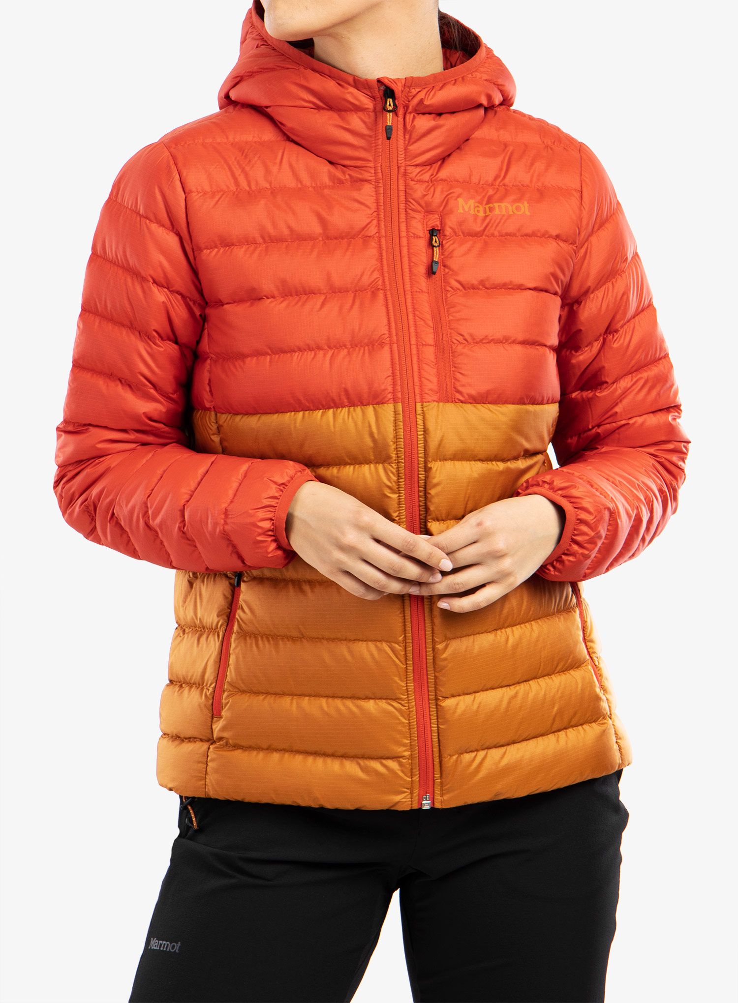 Пуховик жіноча Marmot Highlander Hoody - cairo/copper