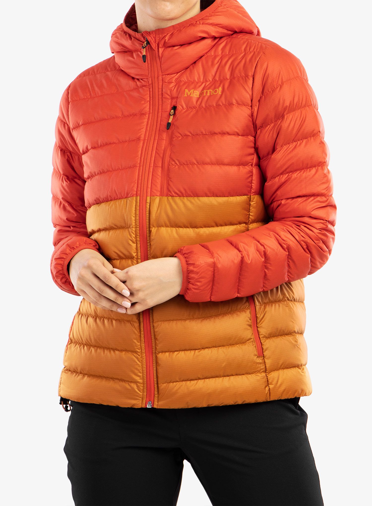 Пуховик жіноча Marmot Highlander Hoody - cairo/copper