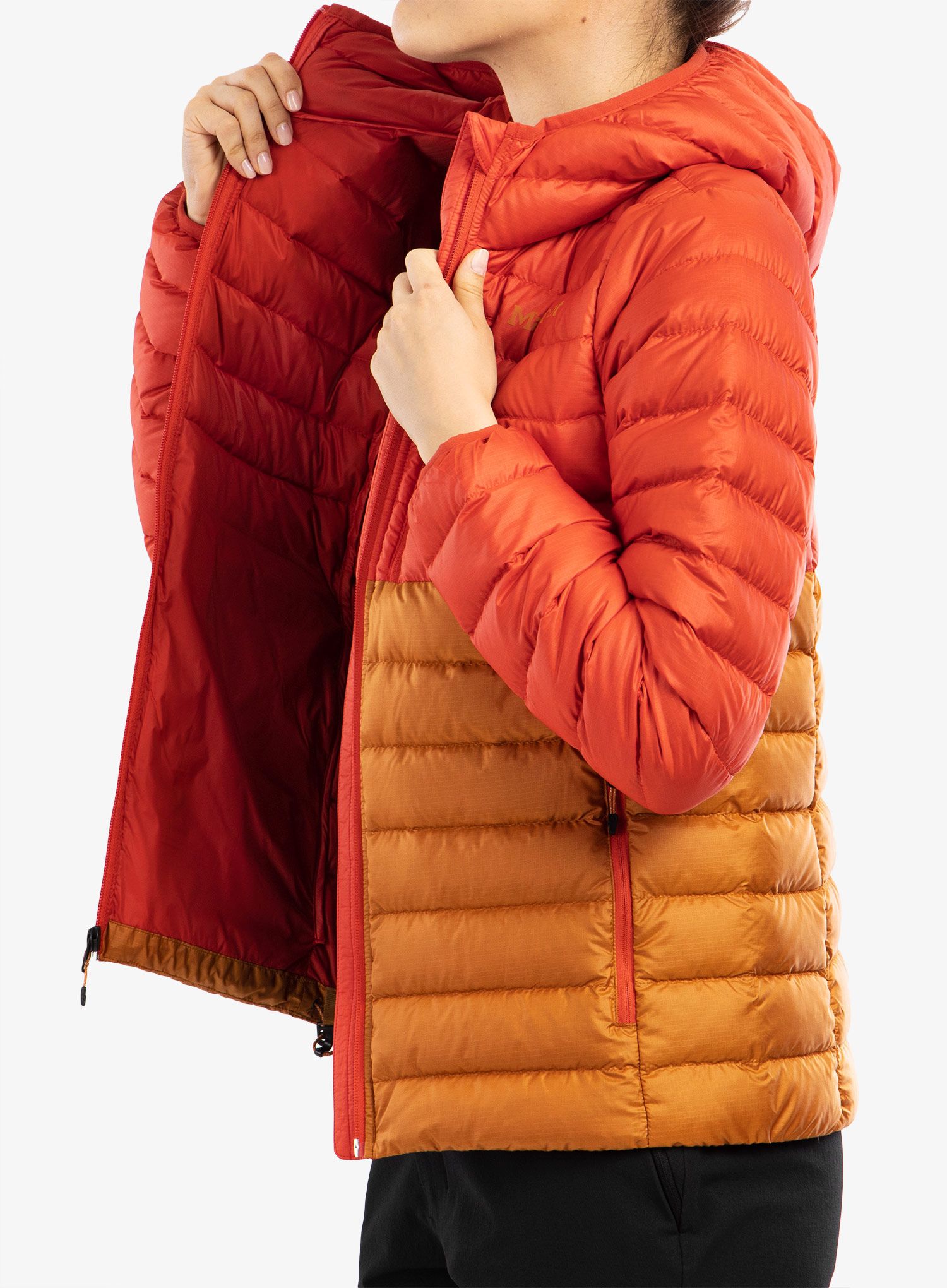 Пуховик жіноча Marmot Highlander Hoody - cairo/copper