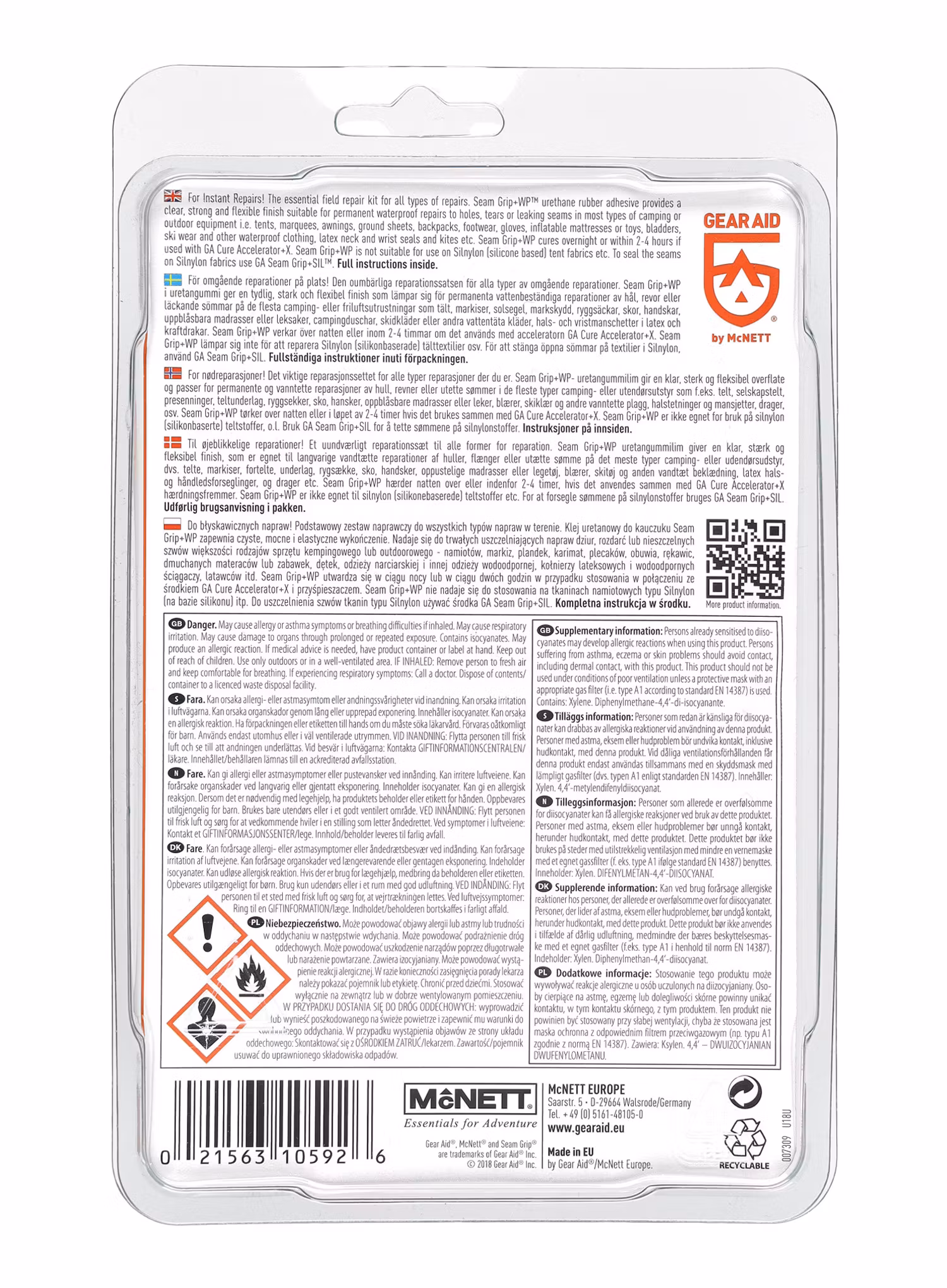 Ремонтний комплект McNett Seam Grip+WP 7g Field Repair Kit