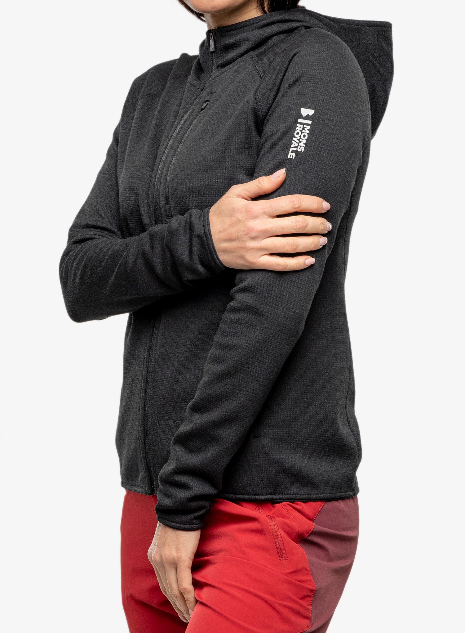 Кофта жіноча Mons Royale Approach Merino Gridlock Hoody - black/pip