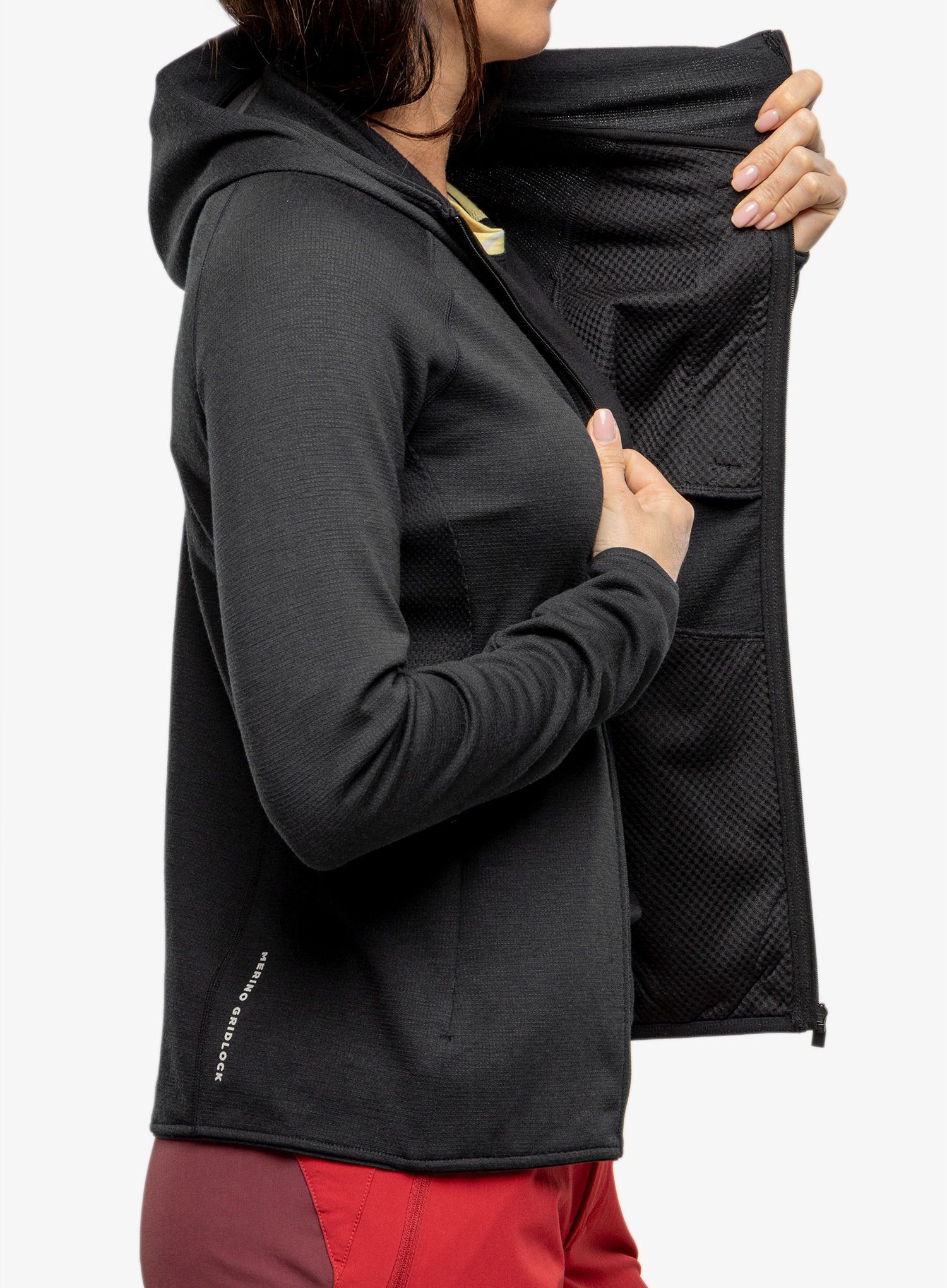 Кофта жіноча Mons Royale Approach Merino Gridlock Hoody - black/pip