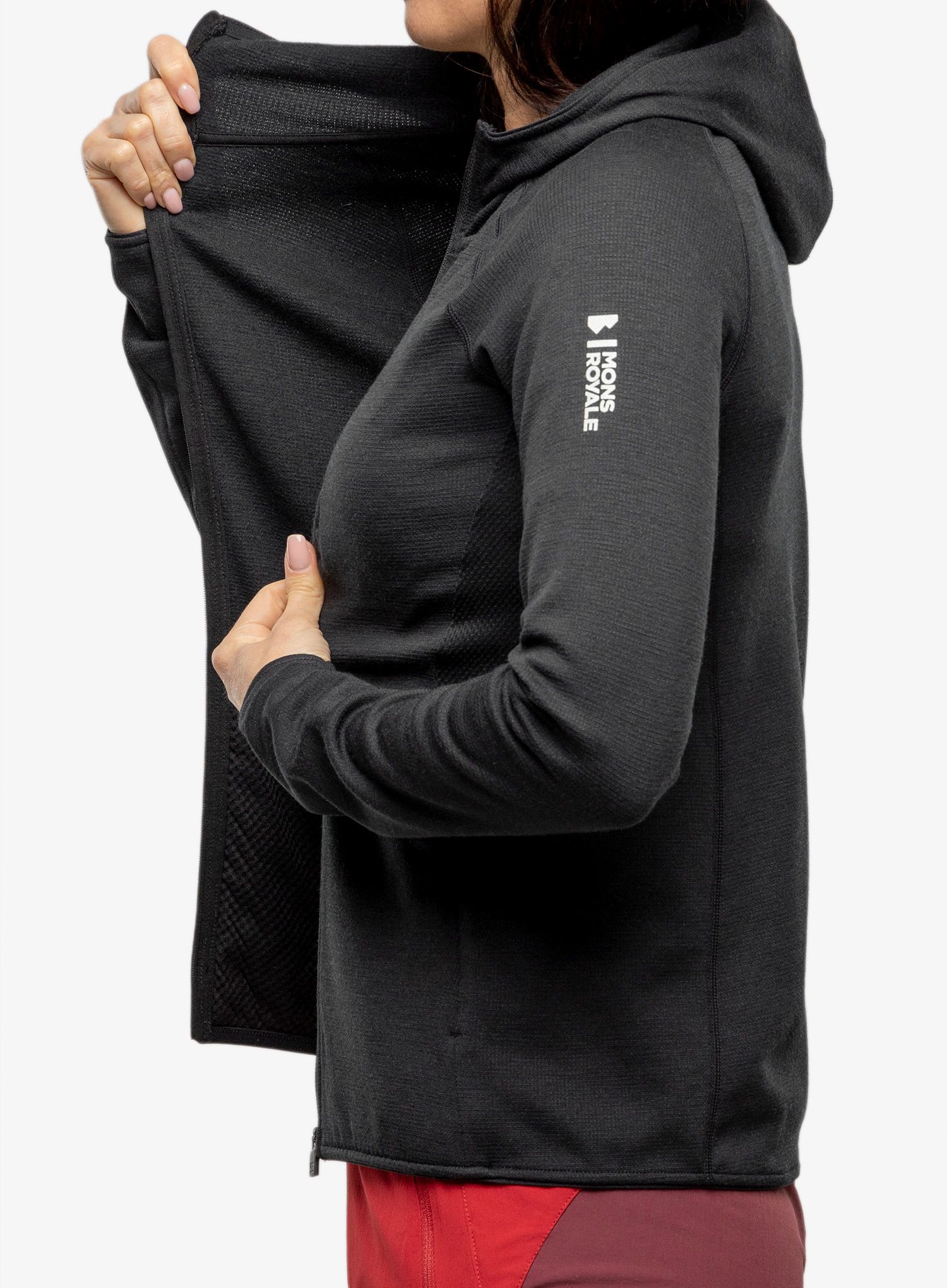 Кофта жіноча Mons Royale Approach Merino Gridlock Hoody - black/pip
