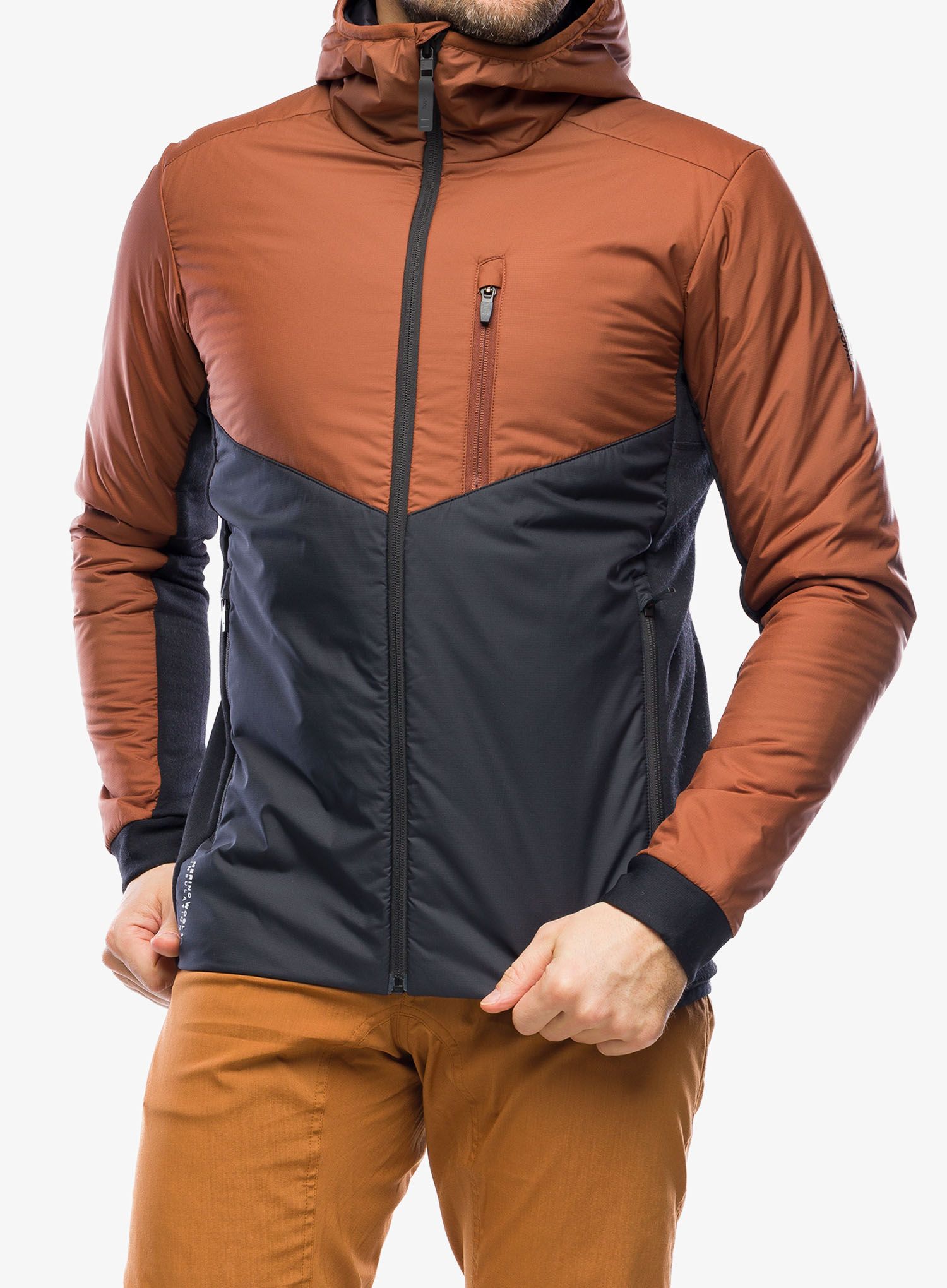 Куртка утеплена Mons Royale Arete Wool Insulation Hood - dark copper/black