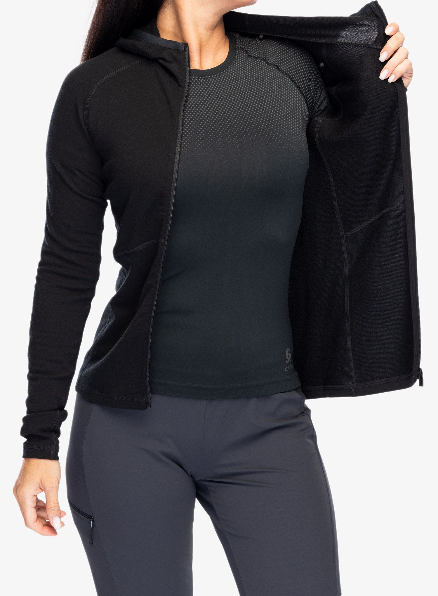Кофта трекінгова жіноча Mons Royale Ascend Full Zip Hood - black