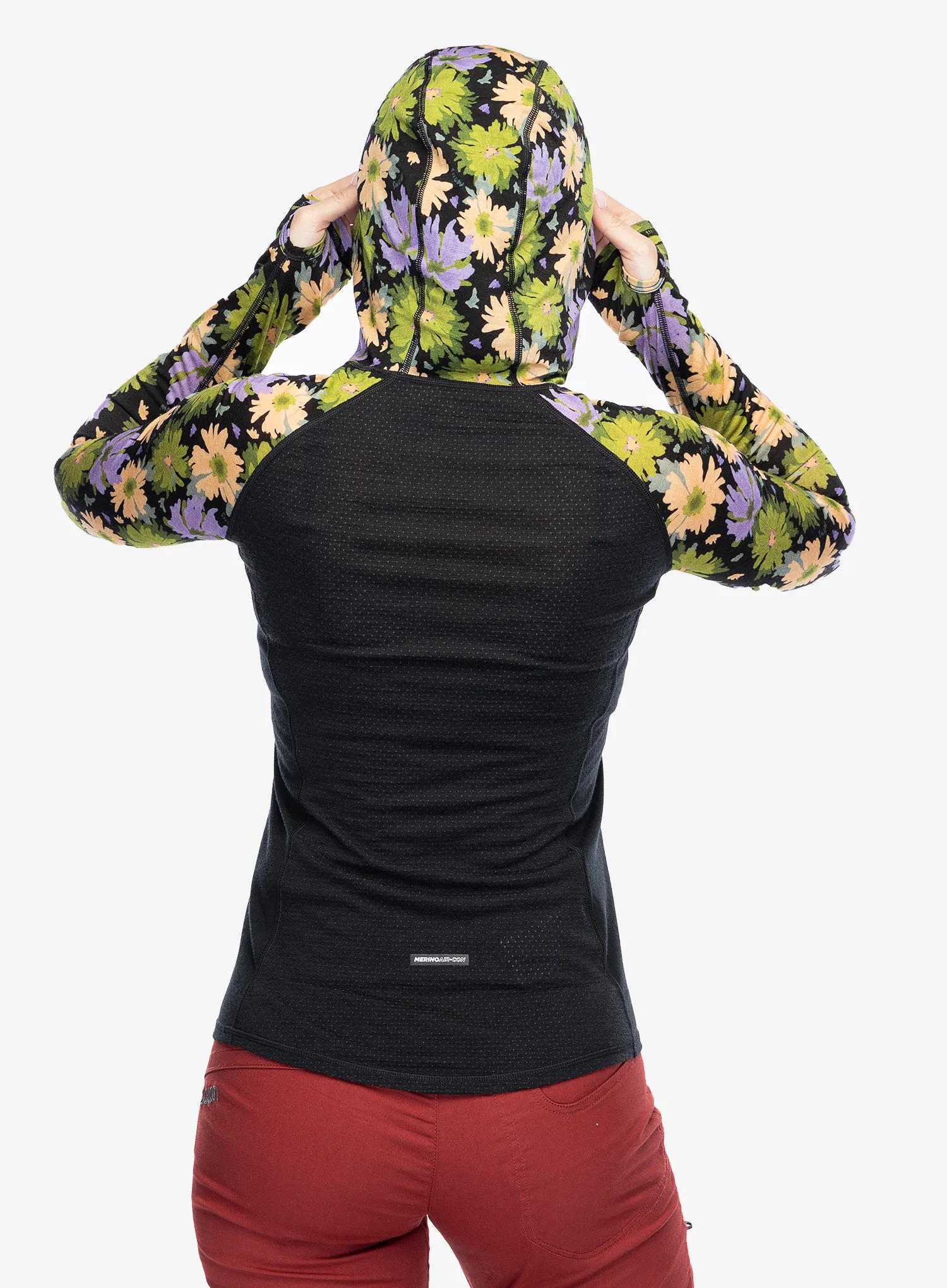 Термокофта жіноча Mons Royale Bella Tech Hood - alpine bloom/black