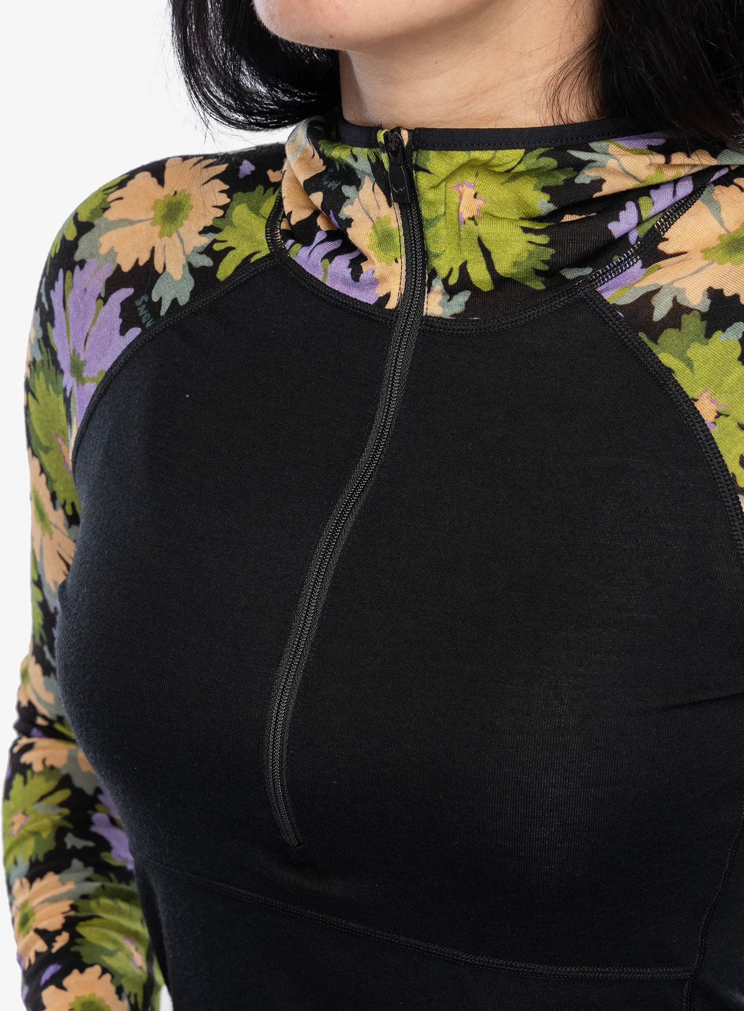 Термокофта жіноча Mons Royale Bella Tech Hood - alpine bloom/black