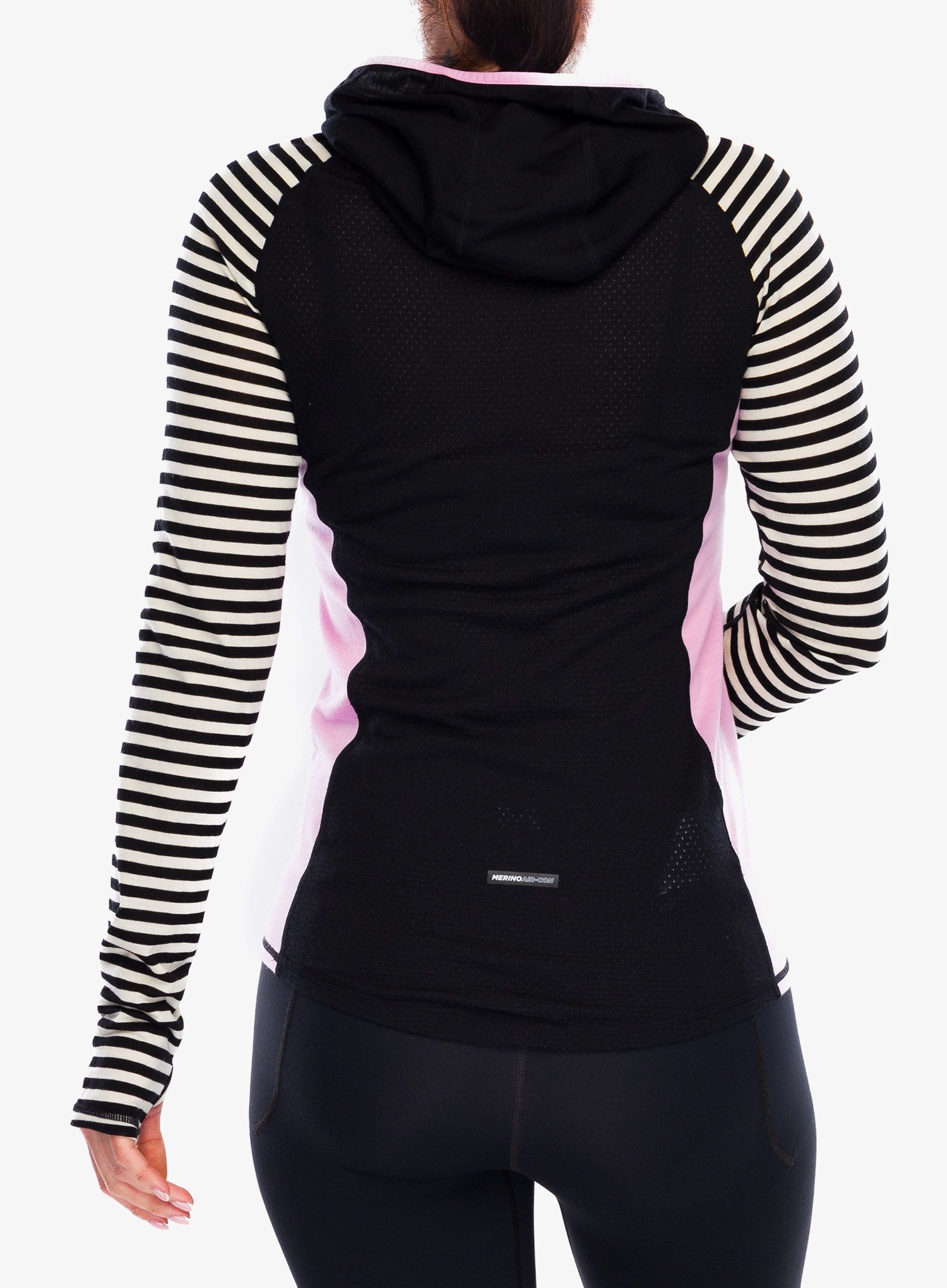 Термокофта жіноча Mons Royale Bella Tech Hood - pink stripe