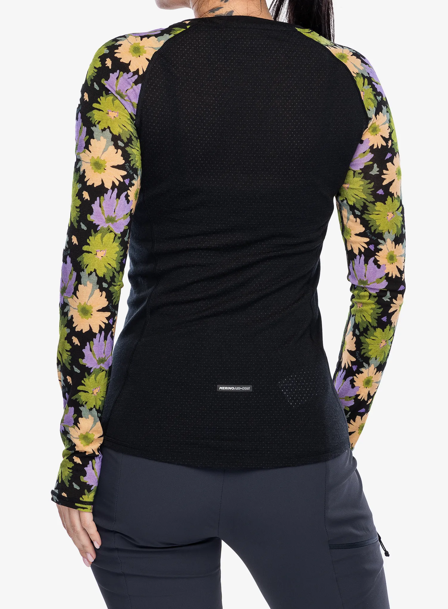 Термокофта жіноча Mons Royale Bella Tech LS - alpine bloom/black