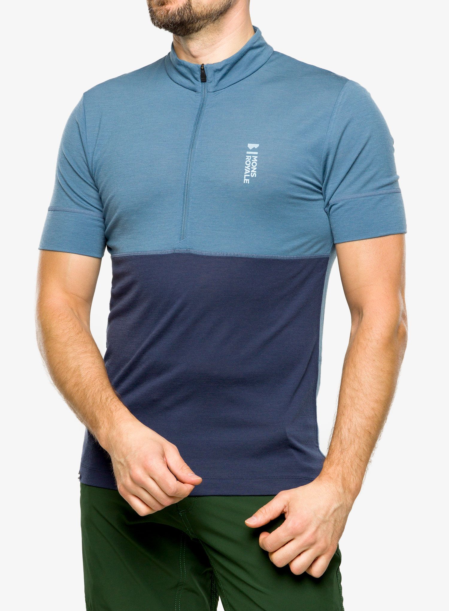 Велофутболка Mons Royale Cadence Half Zip T - blue state/midnight