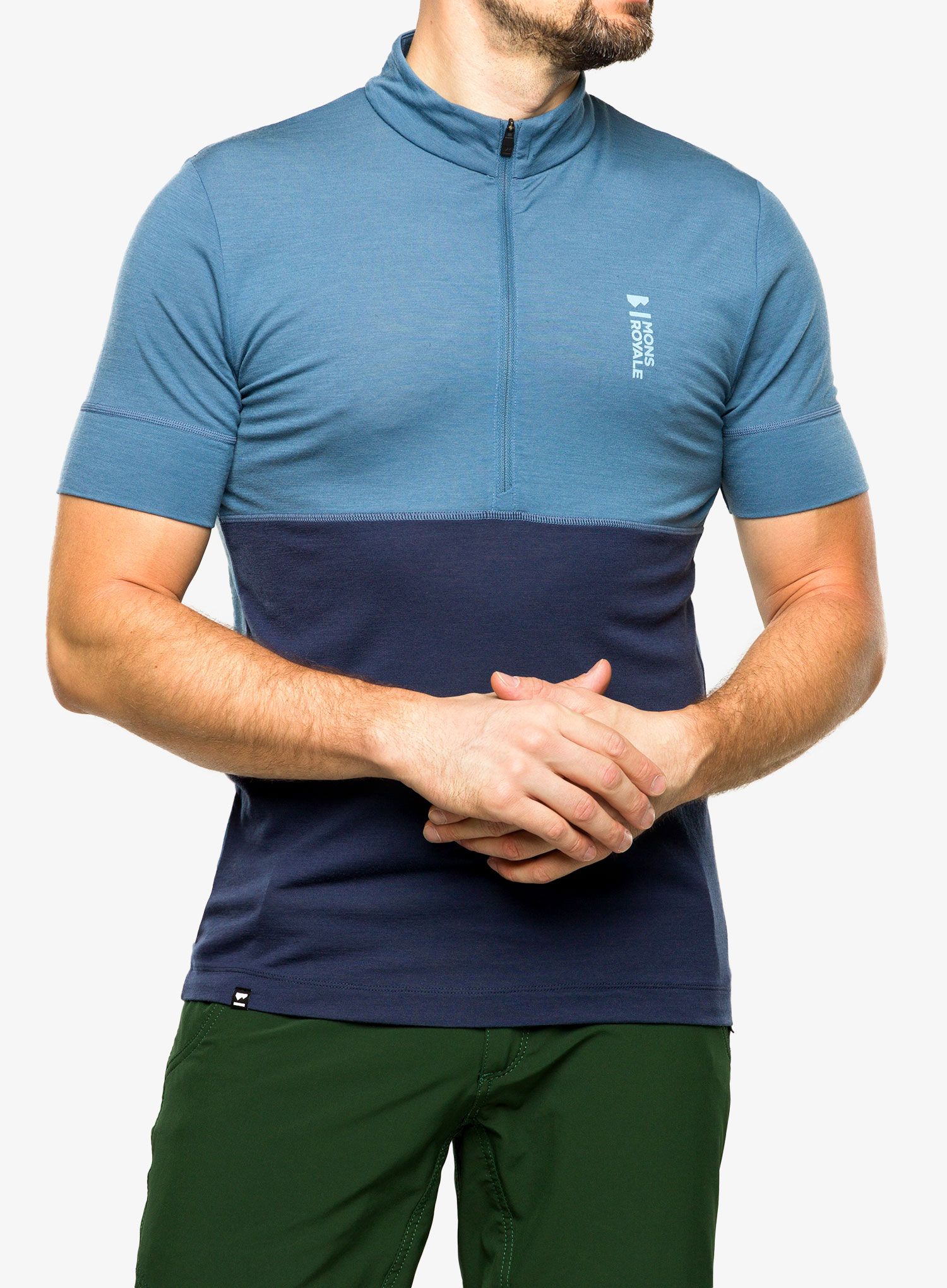 Велофутболка Mons Royale Cadence Half Zip T - blue state/midnight