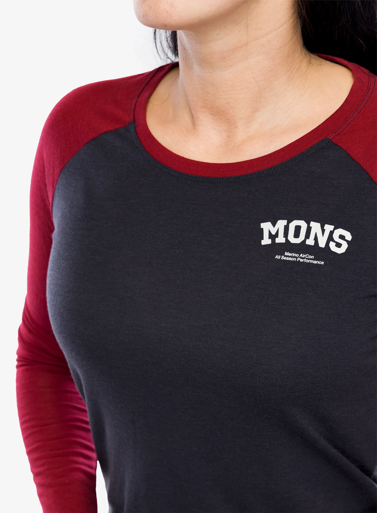 Кофта жіноча Mons Royale Icon Raglan - cherry/9 iron