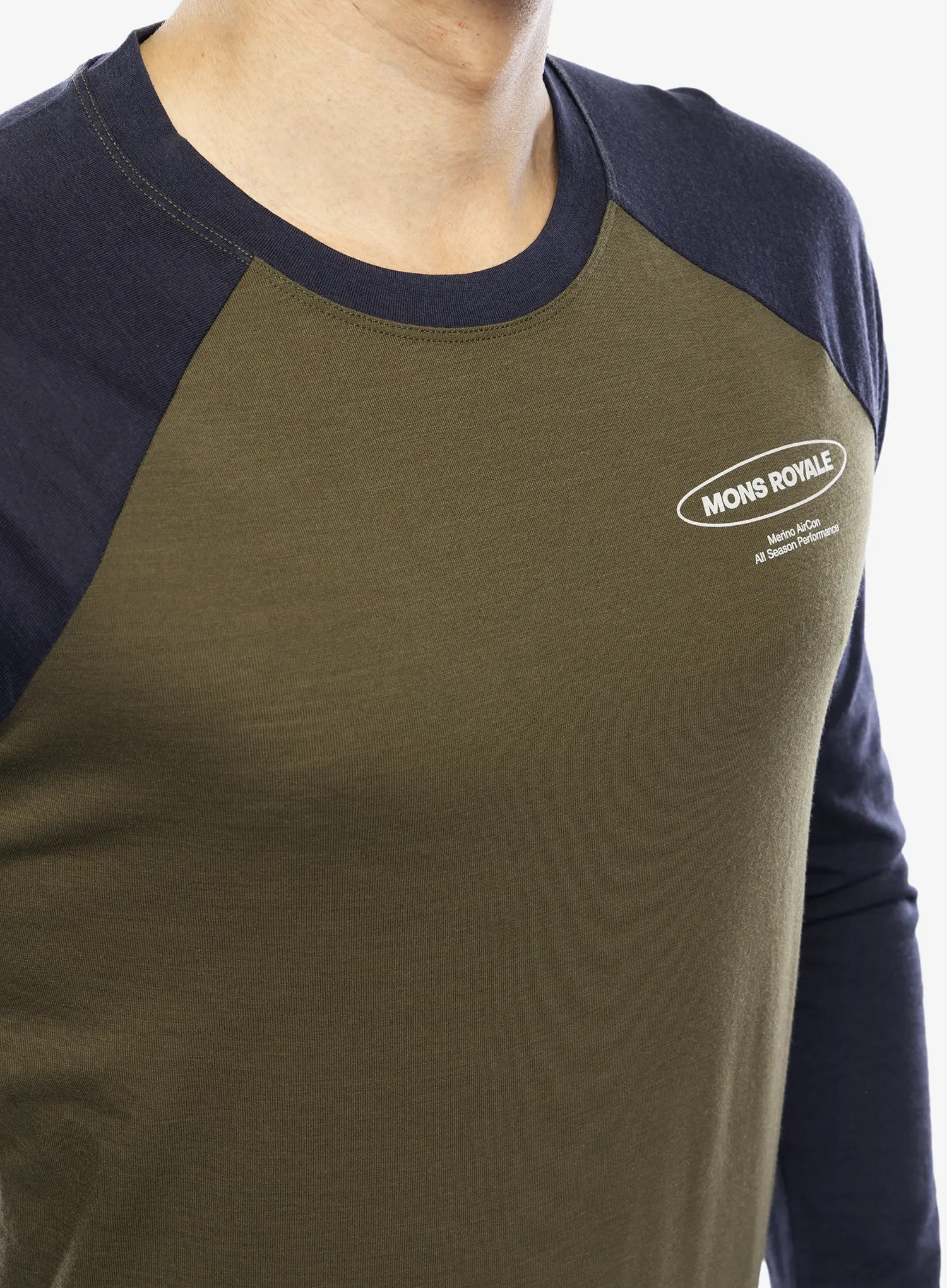 Лонгслів Mons Royale Icon Raglan - dark olive/9 iron
