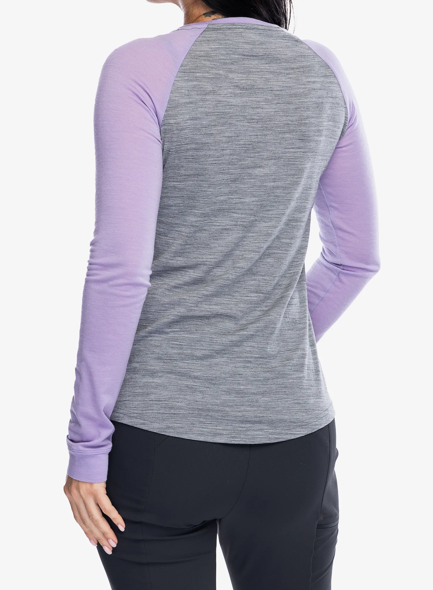 Кофта жіноча Mons Royale Icon Raglan - grey heather/lupin