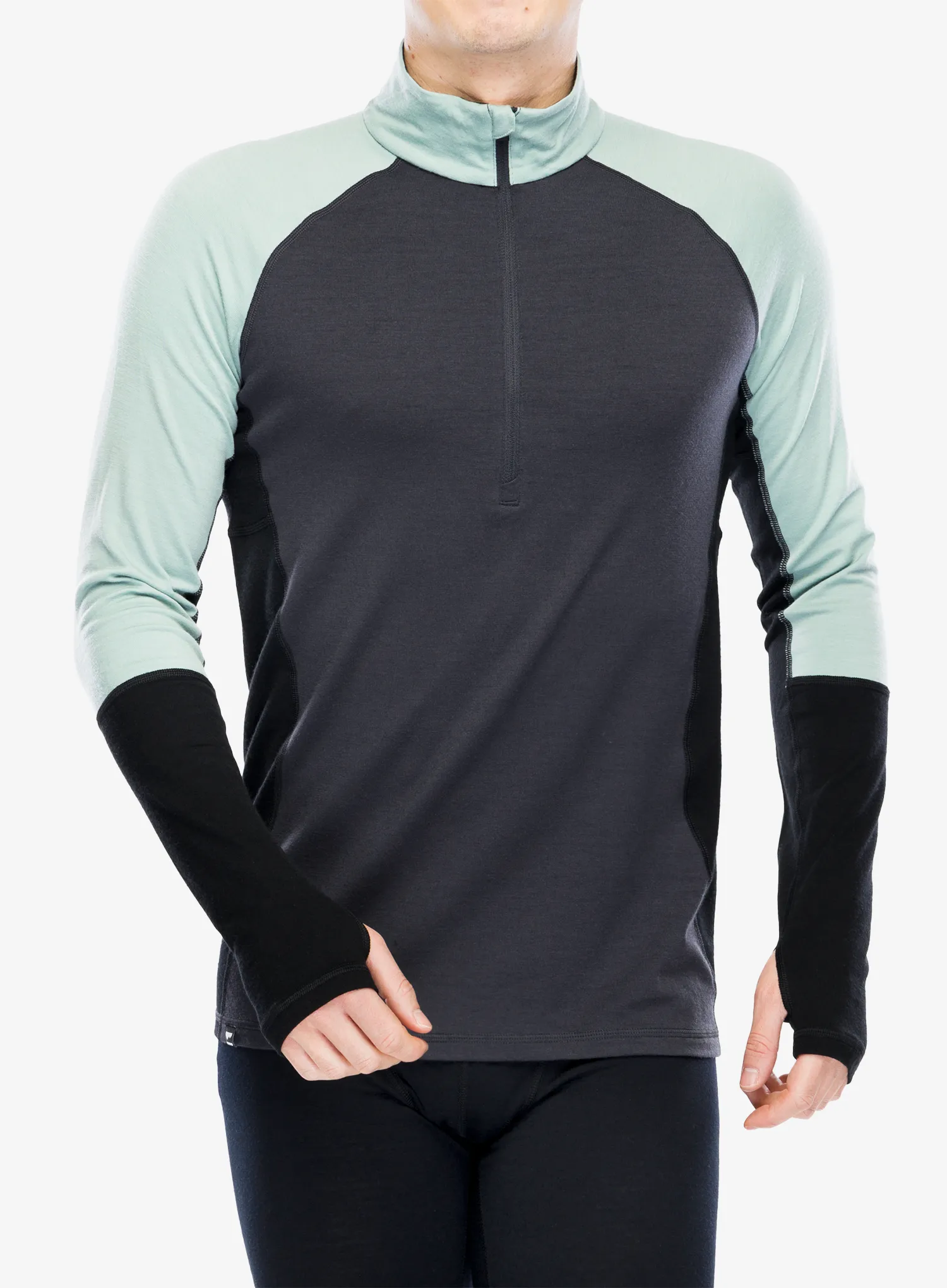 Термокофта Mons Royale Olympus Half Zip - dew/9 iron/black