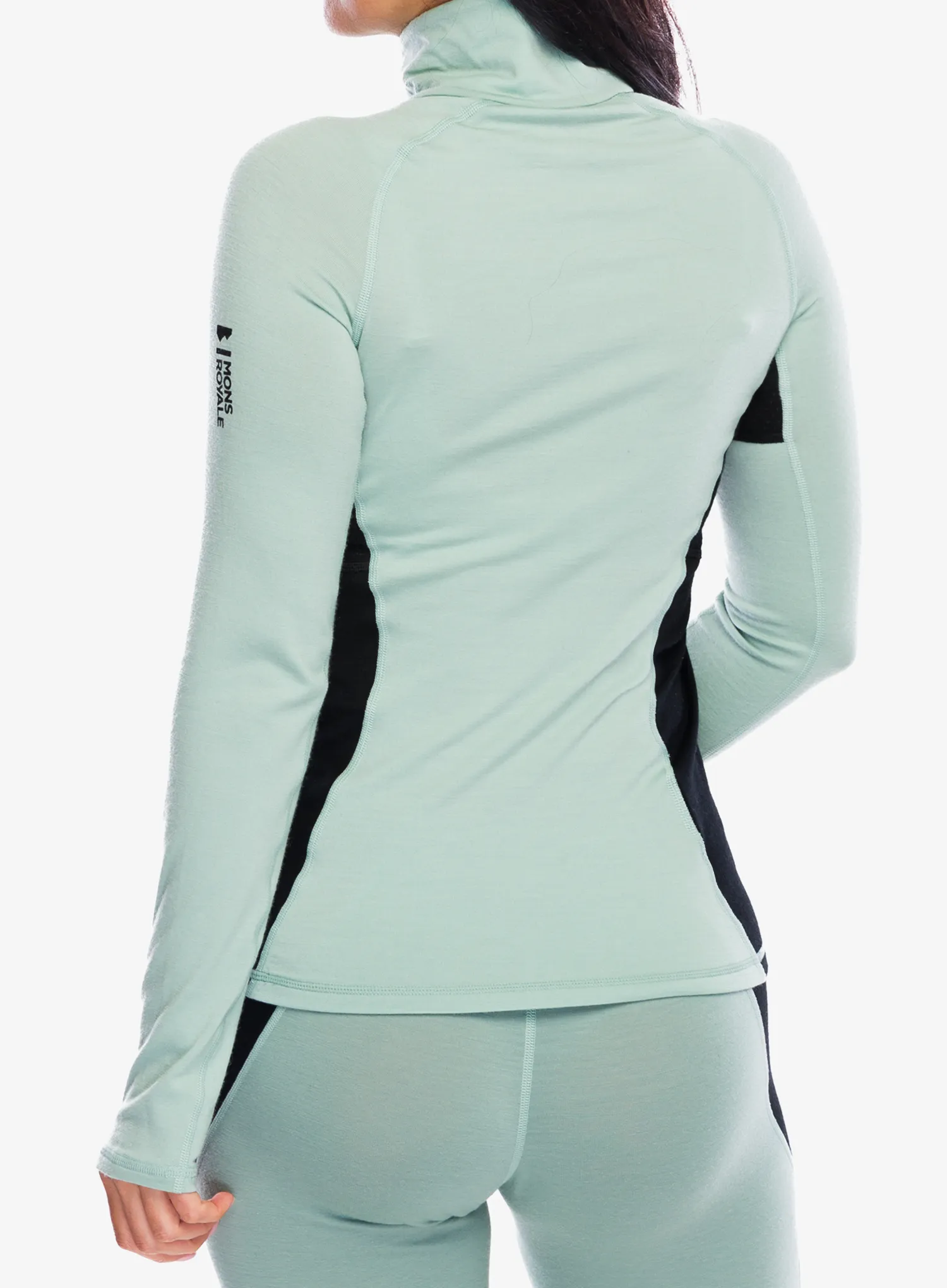 Термокофта жіноча Mons Royale Olympus Half Zip - glacier/dew/black