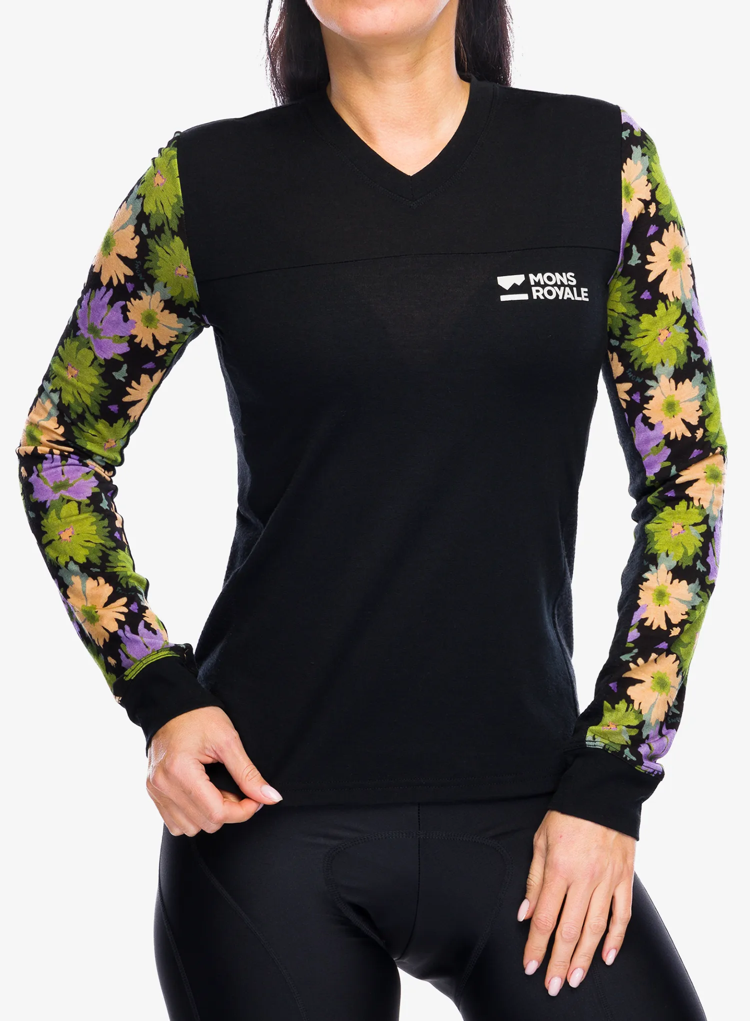 Жіноча велокофта Mons Royale Redwood Enduro VLS - alpine bloom/black