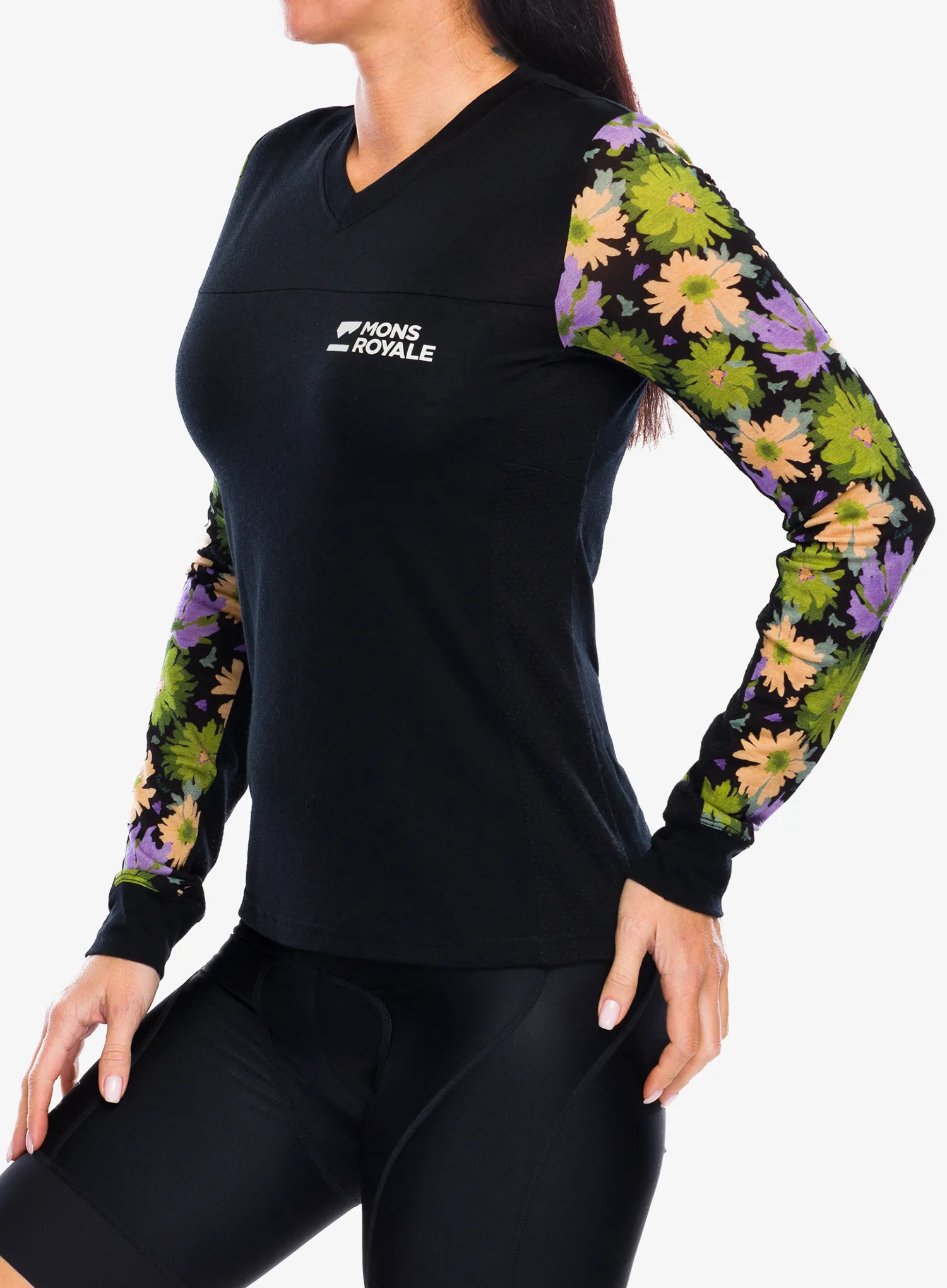 Жіноча велокофта Mons Royale Redwood Enduro VLS - alpine bloom/black